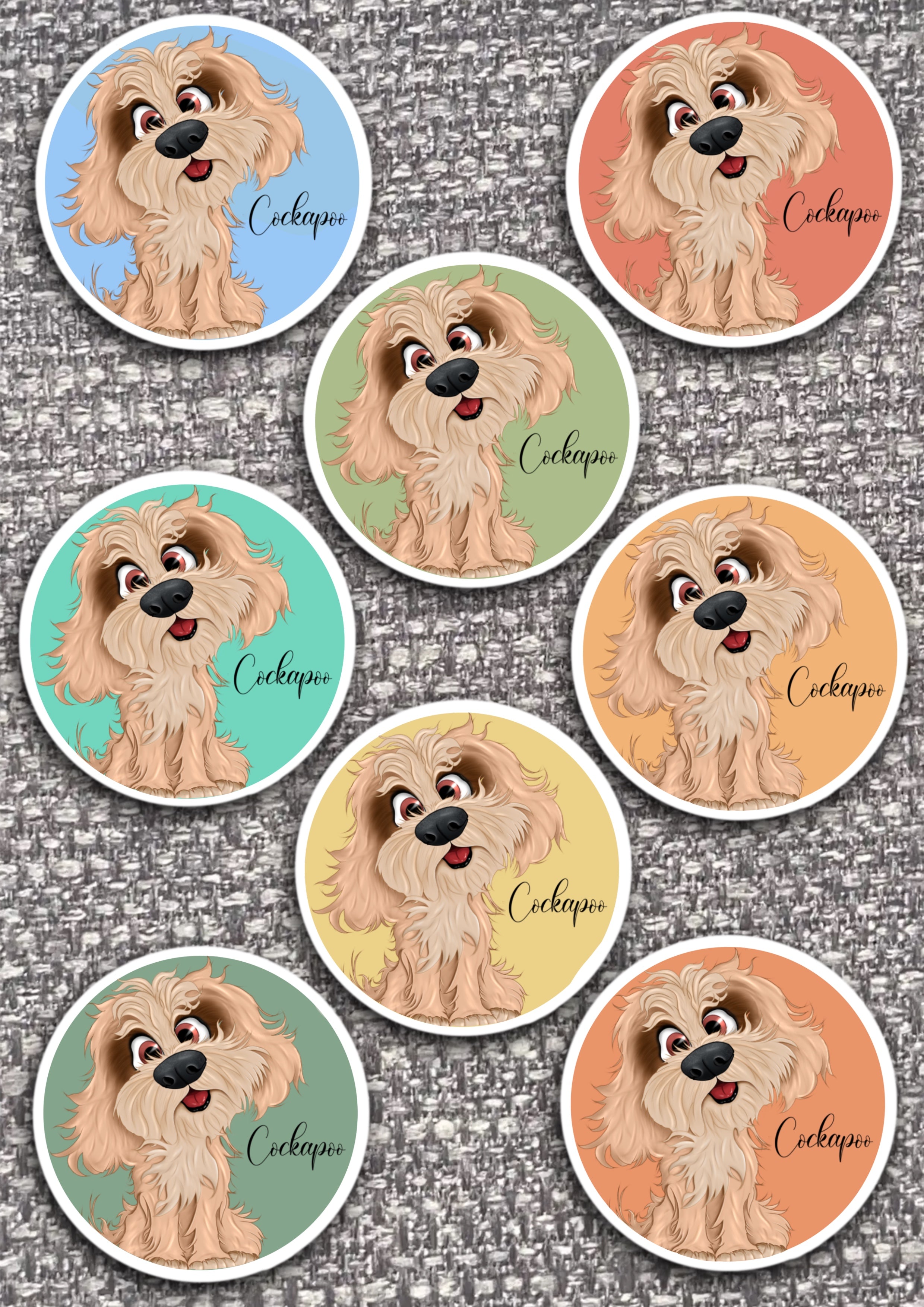 8 x Dog Vinyl Stickers Cockapoo by The Green Hoodie Collections