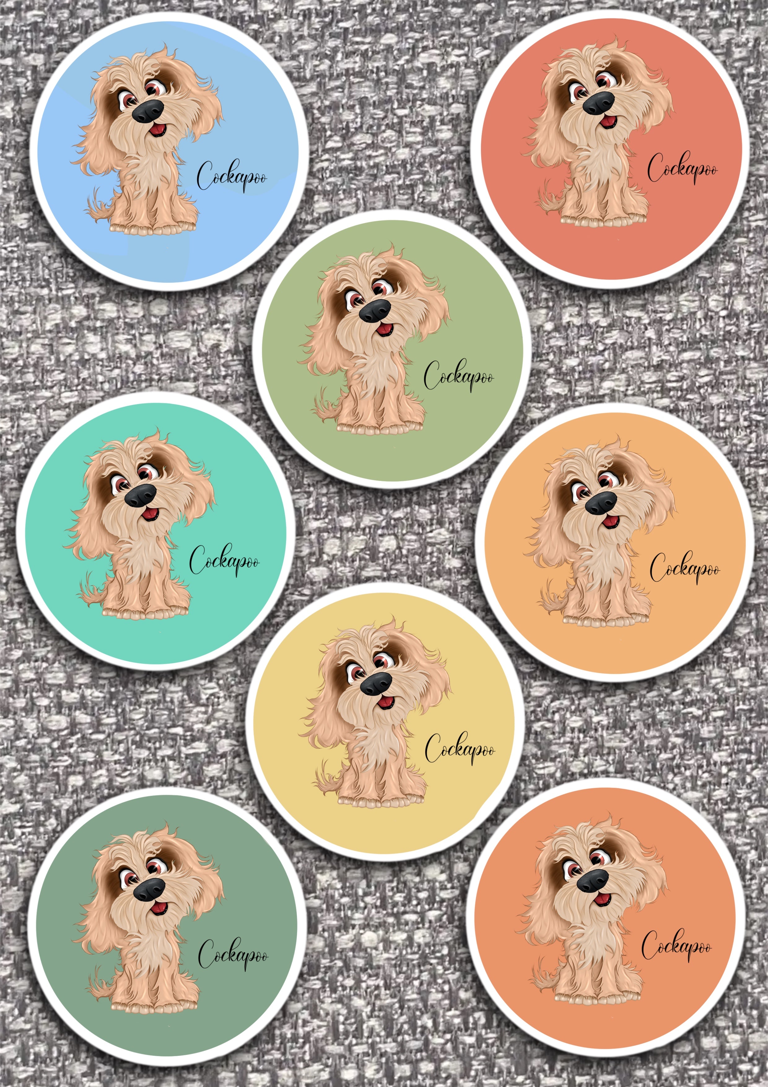 8 x Dog Vinyl Stickers Cockapoo by The Green Hoodie Collections