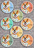 8 x Dog Vinyl Stickers Corgi by The Green Hoodie Collections