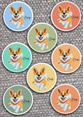 8 x Dog Vinyl Stickers Corgi by The Green Hoodie Collections