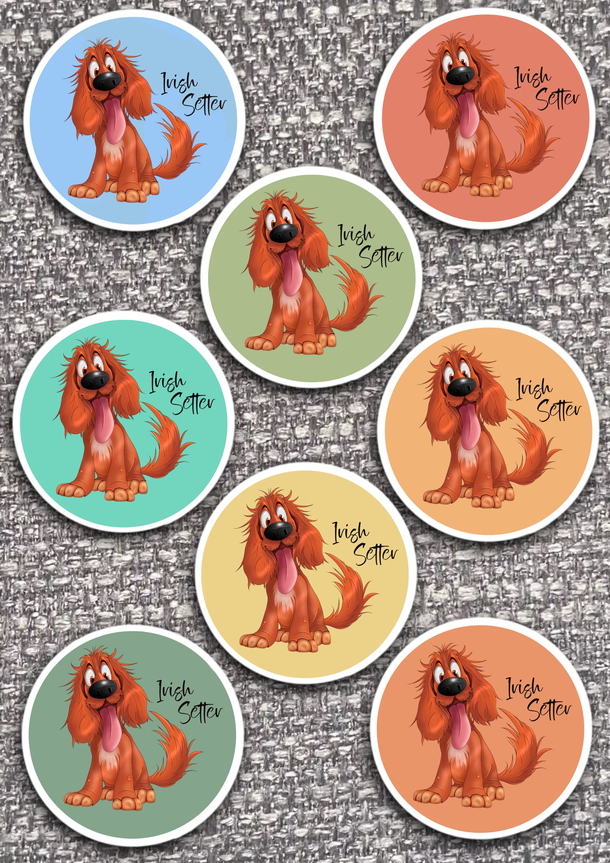 8 x Dog Vinyl Stickers Irish Red Setter by The Green Hoodie Collections