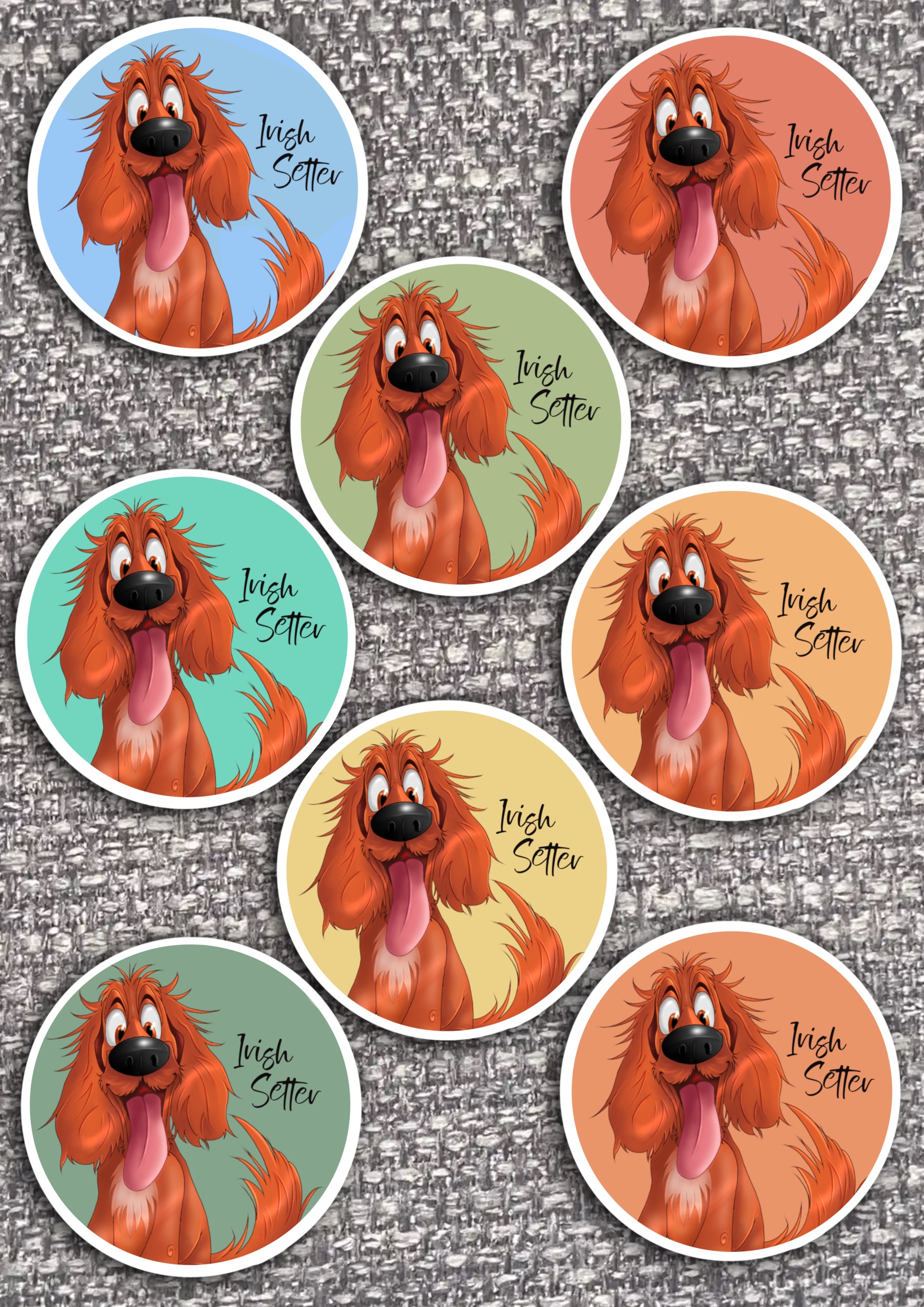 8 x Dog Vinyl Stickers Irish Red Setter by The Green Hoodie Collections