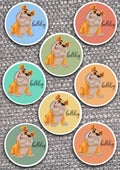8 x Dog Vinyl Stickers Bulldog by The Green Hoodie Collections
