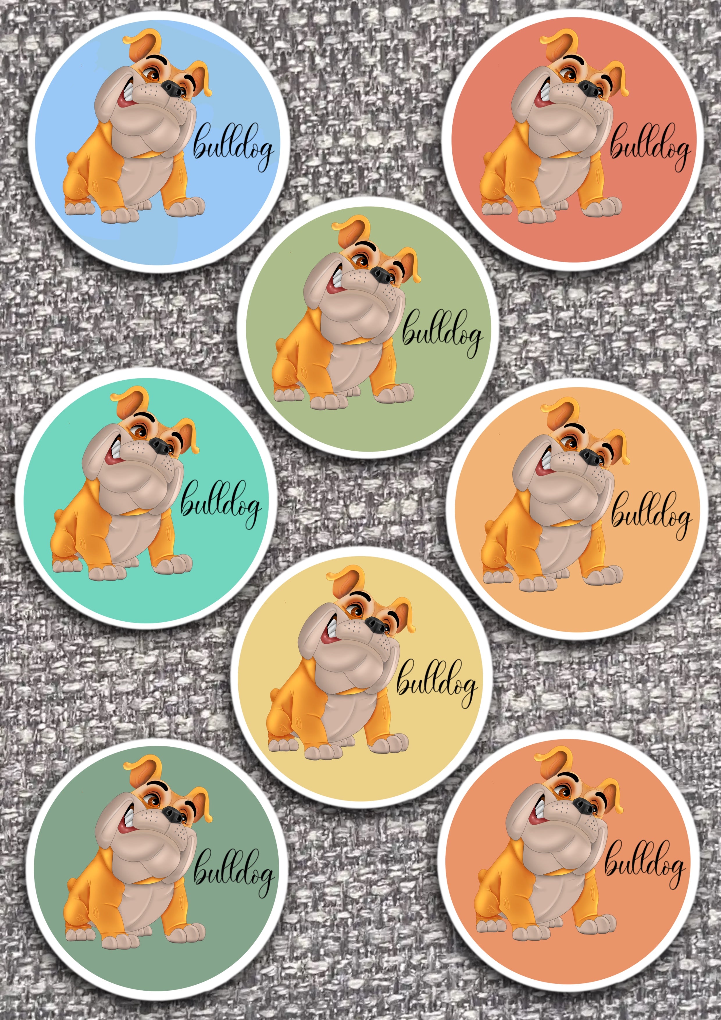 8 x Dog Vinyl Stickers Bulldog by The Green Hoodie Collections