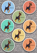 8 x Dog Vinyl Stickers Doberman by The Green Hoodie Collections