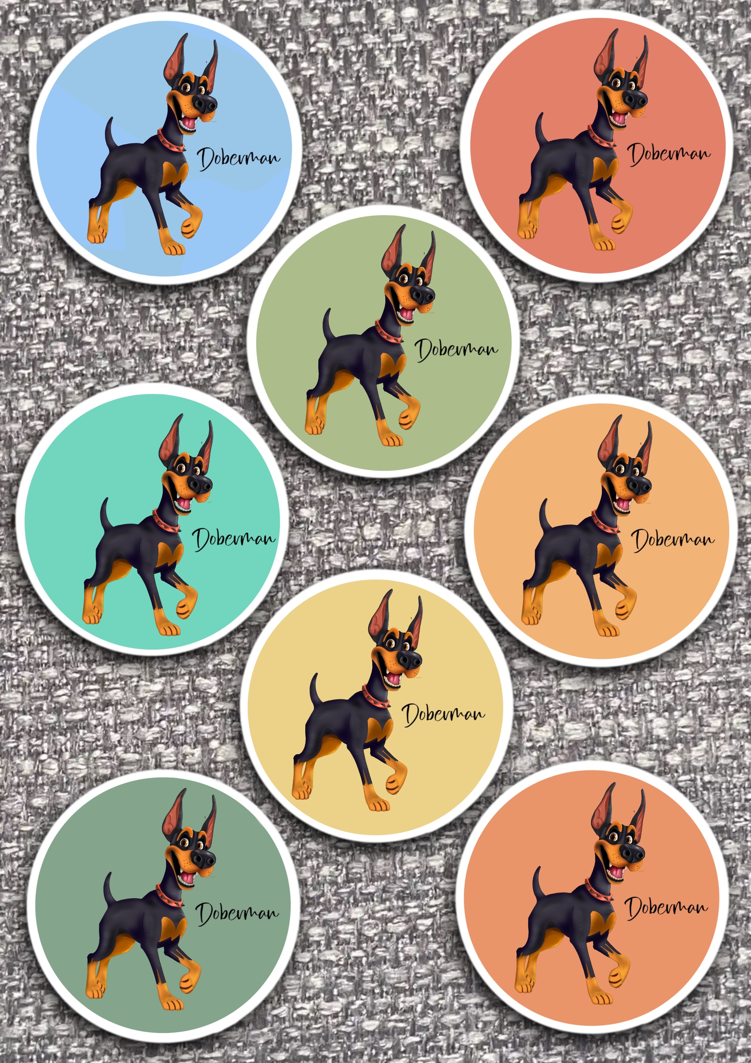 8 x Dog Vinyl Stickers Doberman by The Green Hoodie Collections