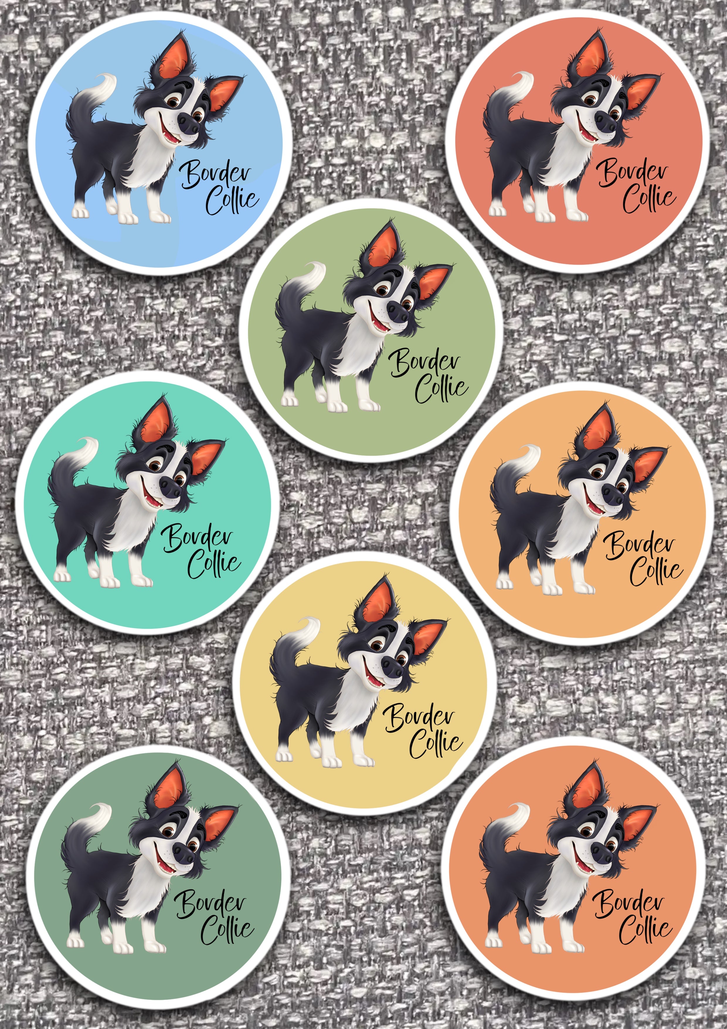 8 x Dog Vinyl Stickers Border Collie by The Green Hoodie Collections