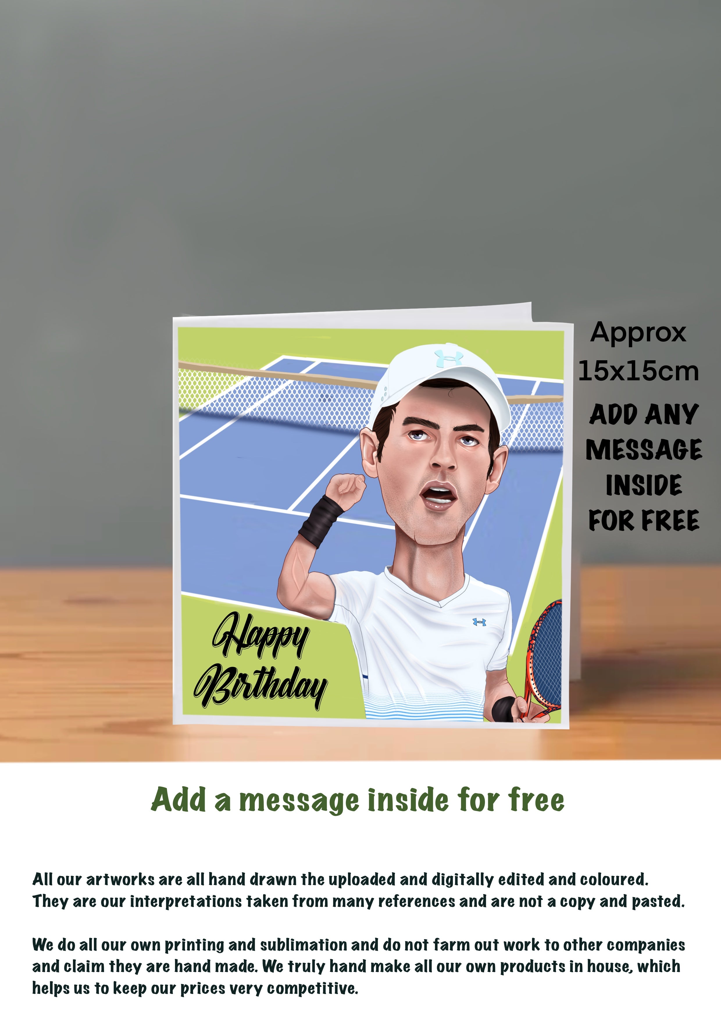 Tennis Birthday Cards Andy Murray by The Green Hoodie Collections