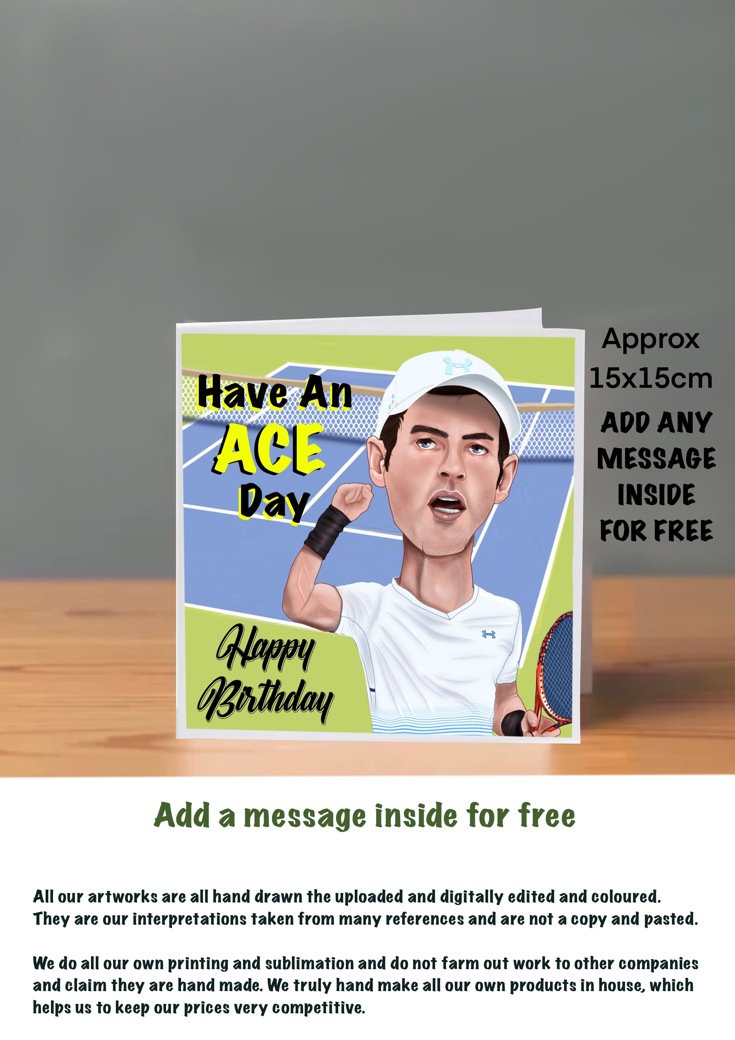 Tennis Birthday Cards Andy Murray by The Green Hoodie Collections