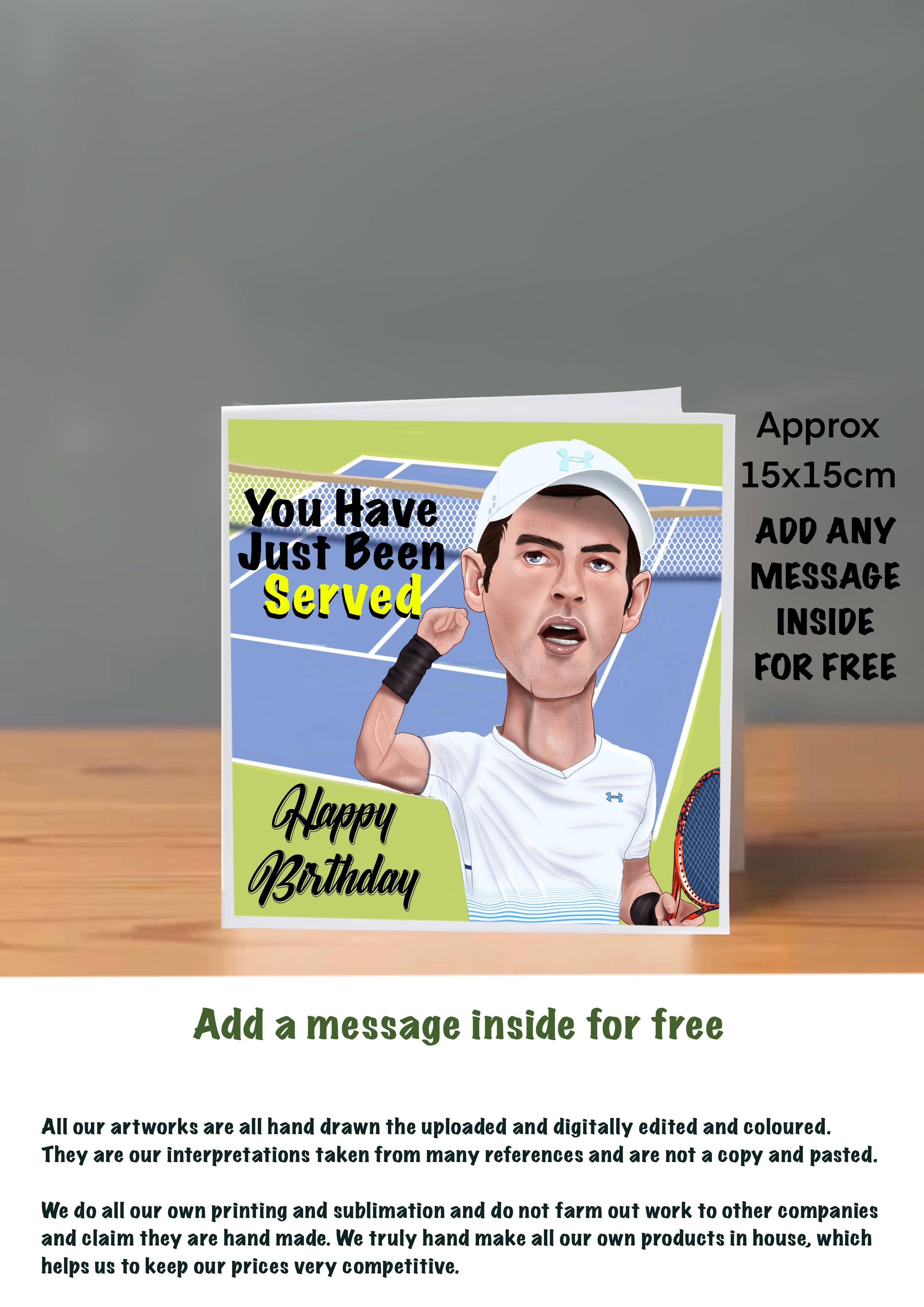 Tennis Birthday Cards Andy Murray by The Green Hoodie Collections