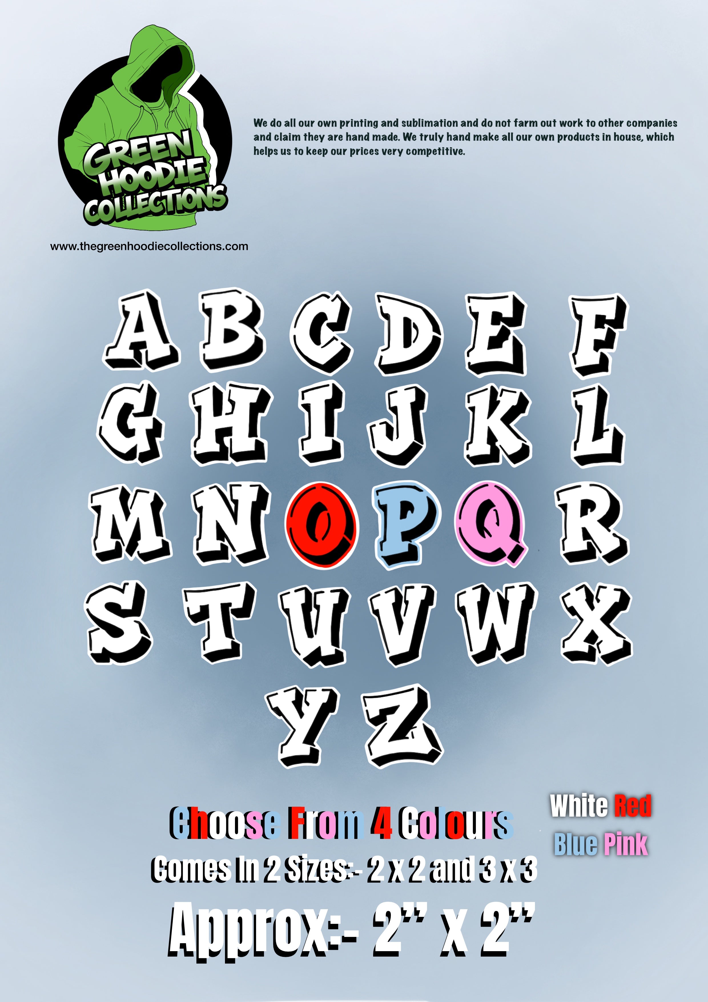 8 x Letter Vinyl Stickers by The Green Hoodie Collections 2 x 2