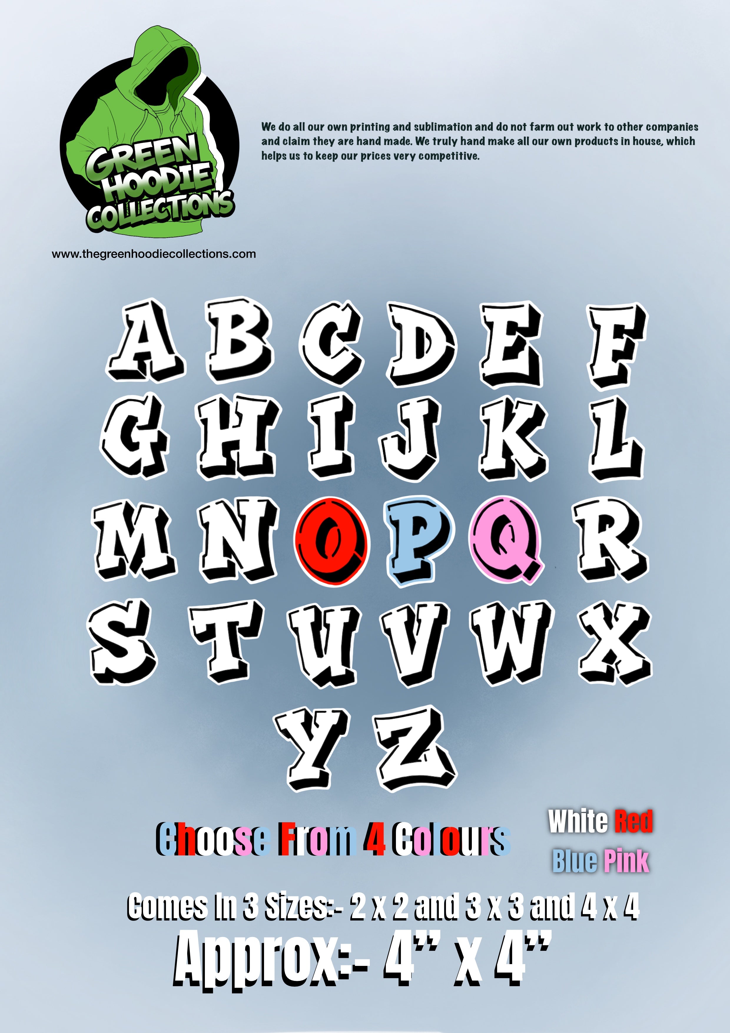 8 x Letter Vinyl Stickers by The Green Hoodie Collections 4 x 4