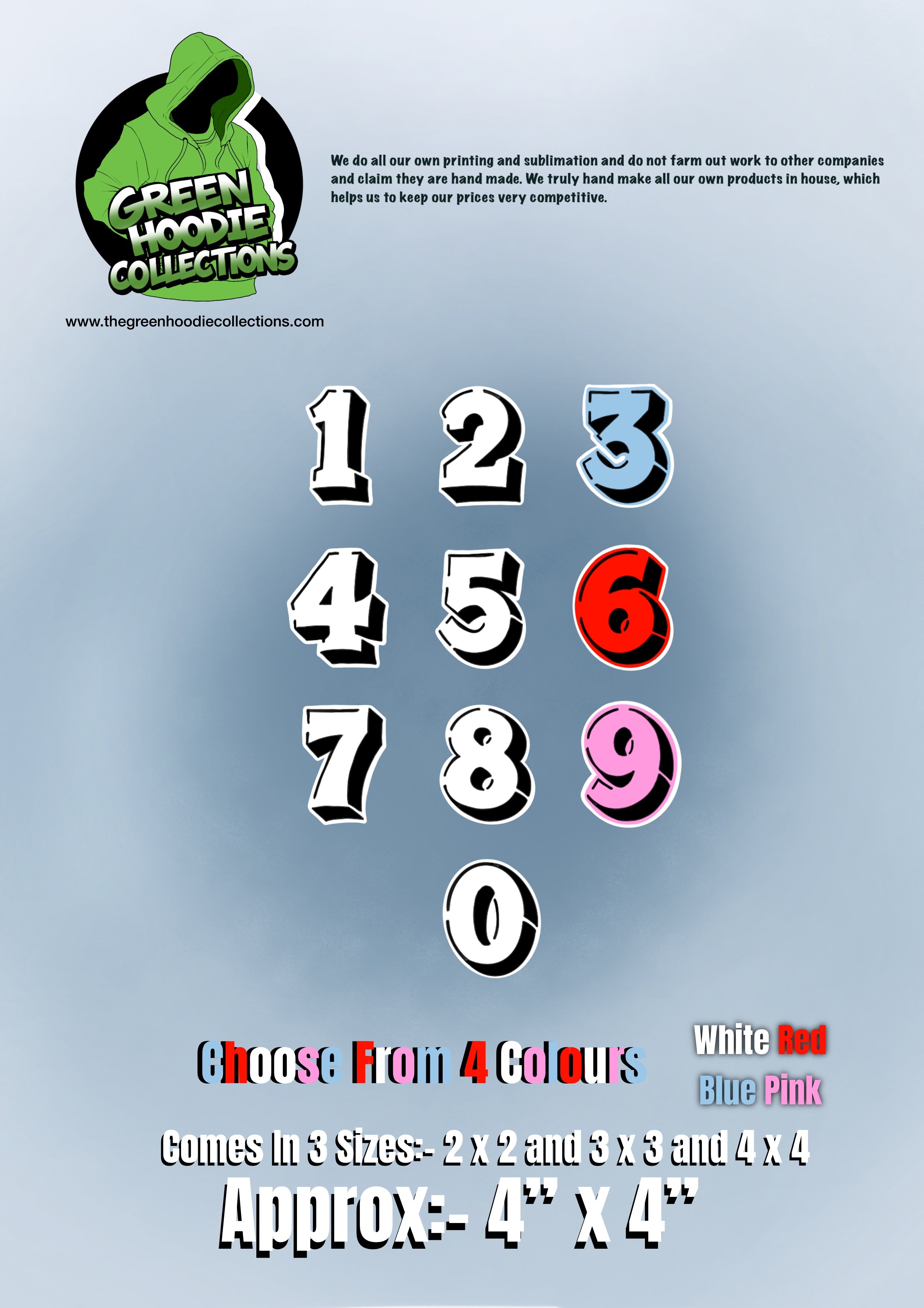 8 x Number Vinyl Stickers by The Green Hoodie Collections