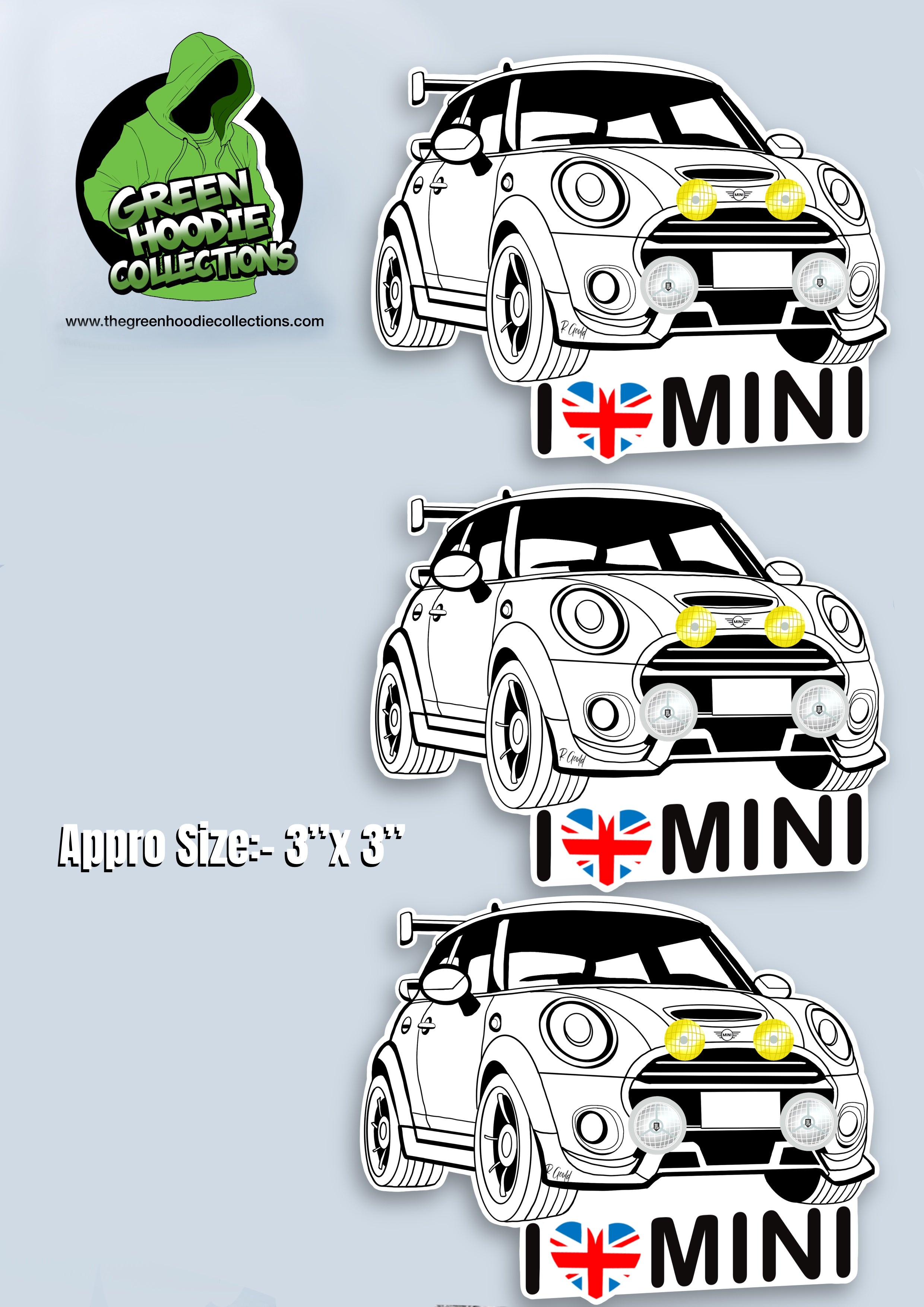 3 Cars Vinyl Stickers *Mini by The Green Hoodie Collections