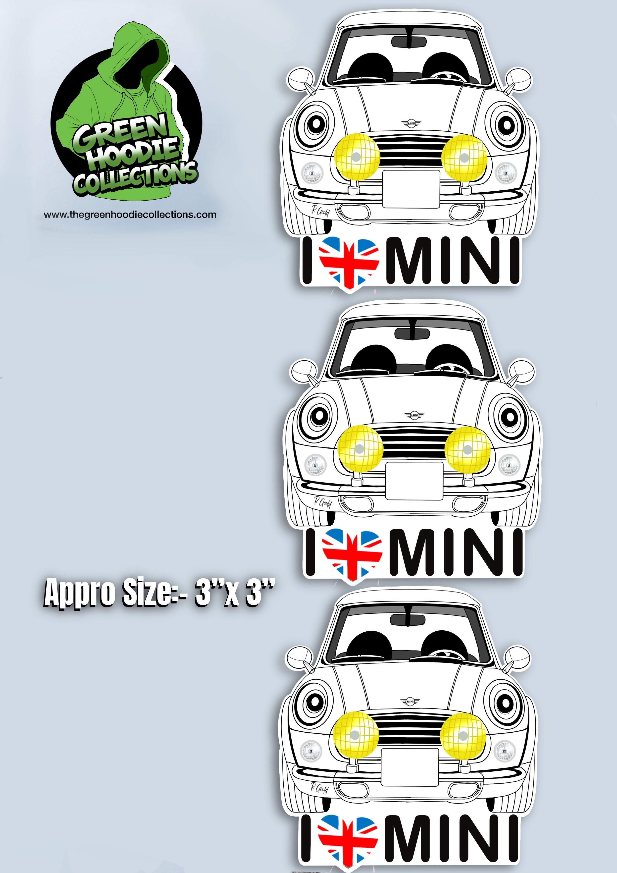 3 Cars Vinyl Stickers *Mini by The Green Hoodie Collections