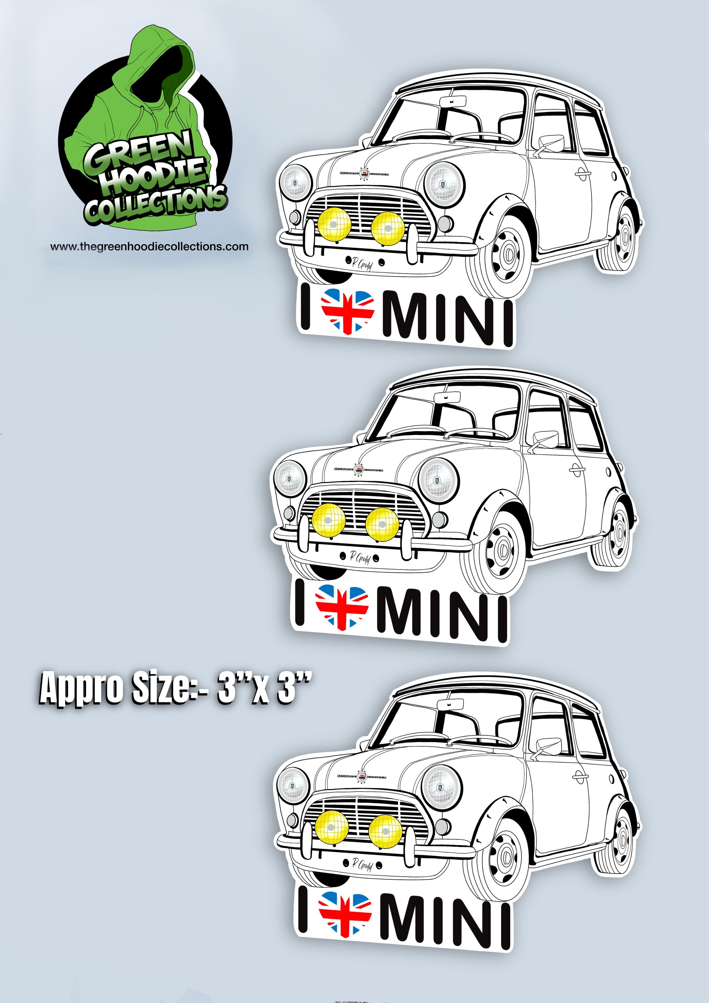 3 Cars Vinyl Stickers *Mini by The Green Hoodie Collections
