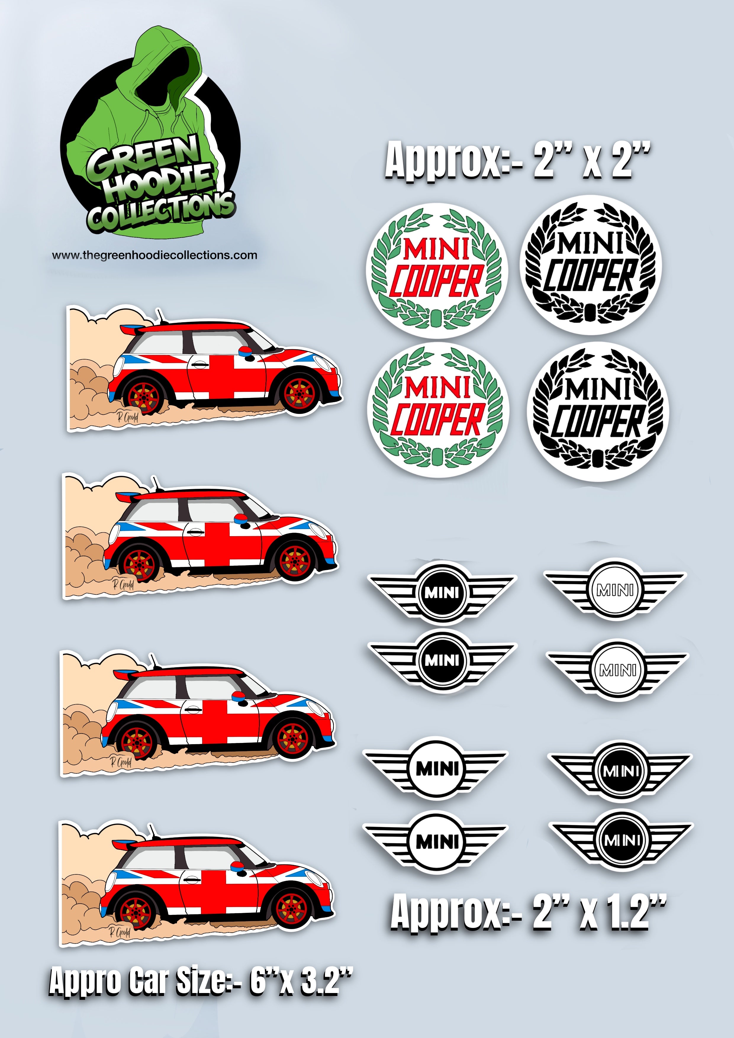 16 Cars Vinyl Stickers *Mini Inspired by The Green Hoodie Collections