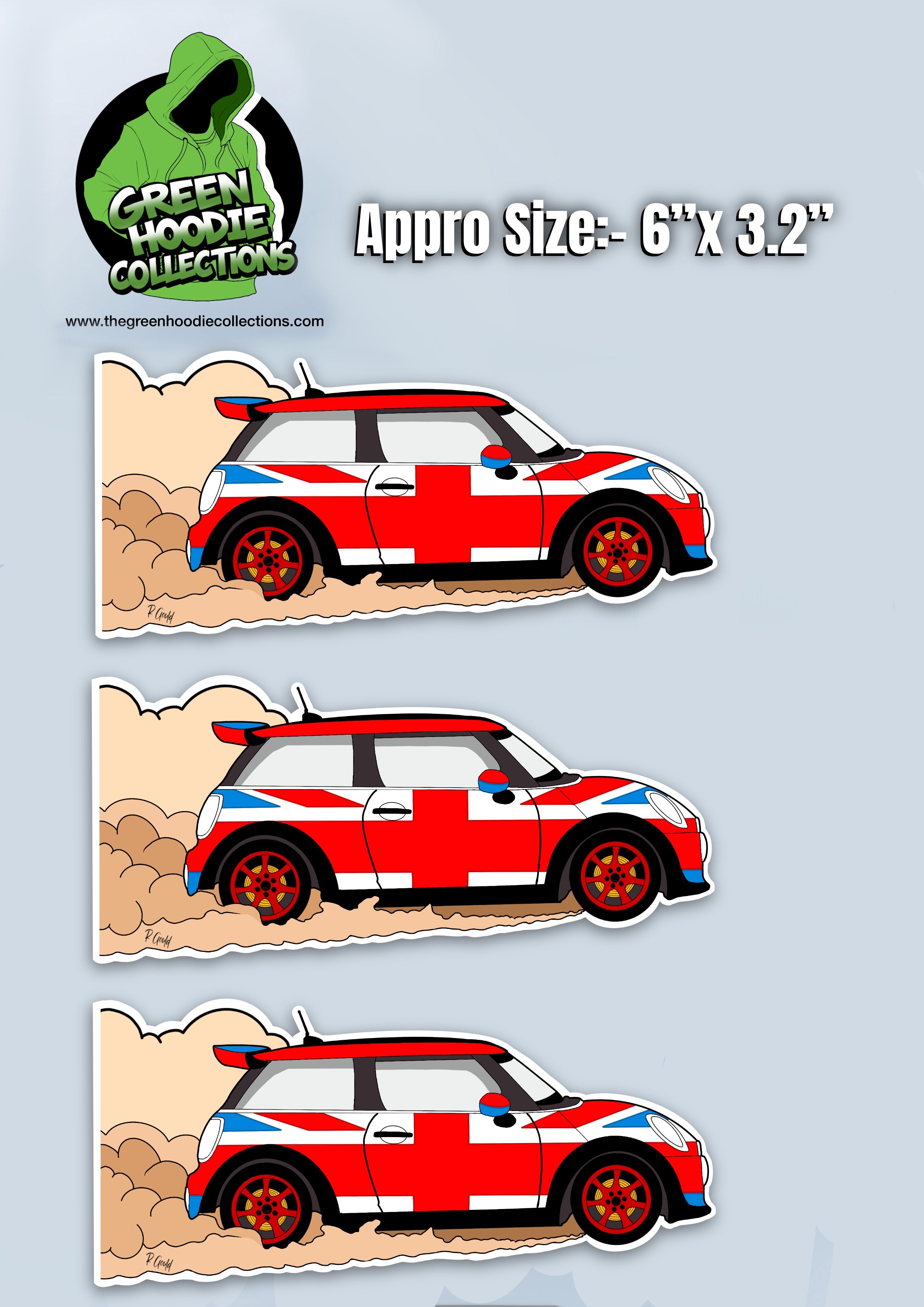 3 Cars Vinyl Stickers *Mini Inspired by The Green Hoodie Collections