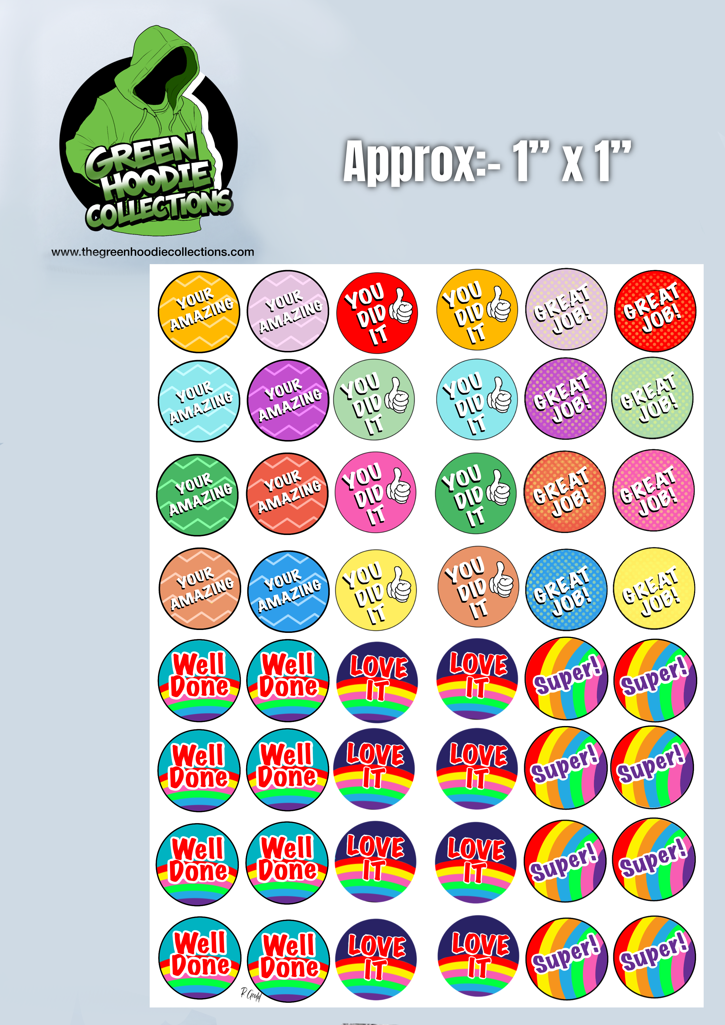 48 Reward Vinyl Stickers by The Green Hoodie Collections