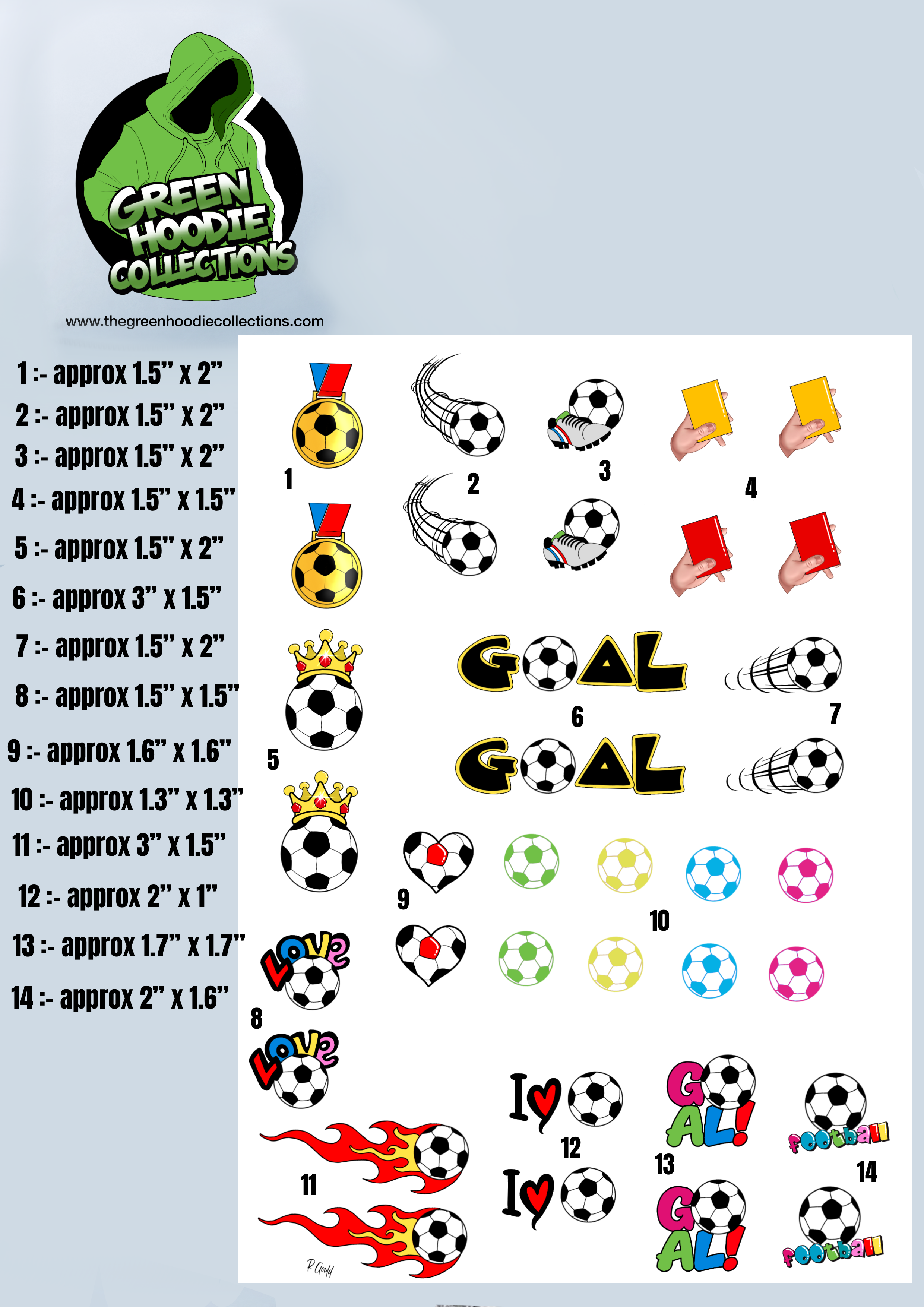 36 Football Vinyl Stickers by The Green Hoodie Collections
