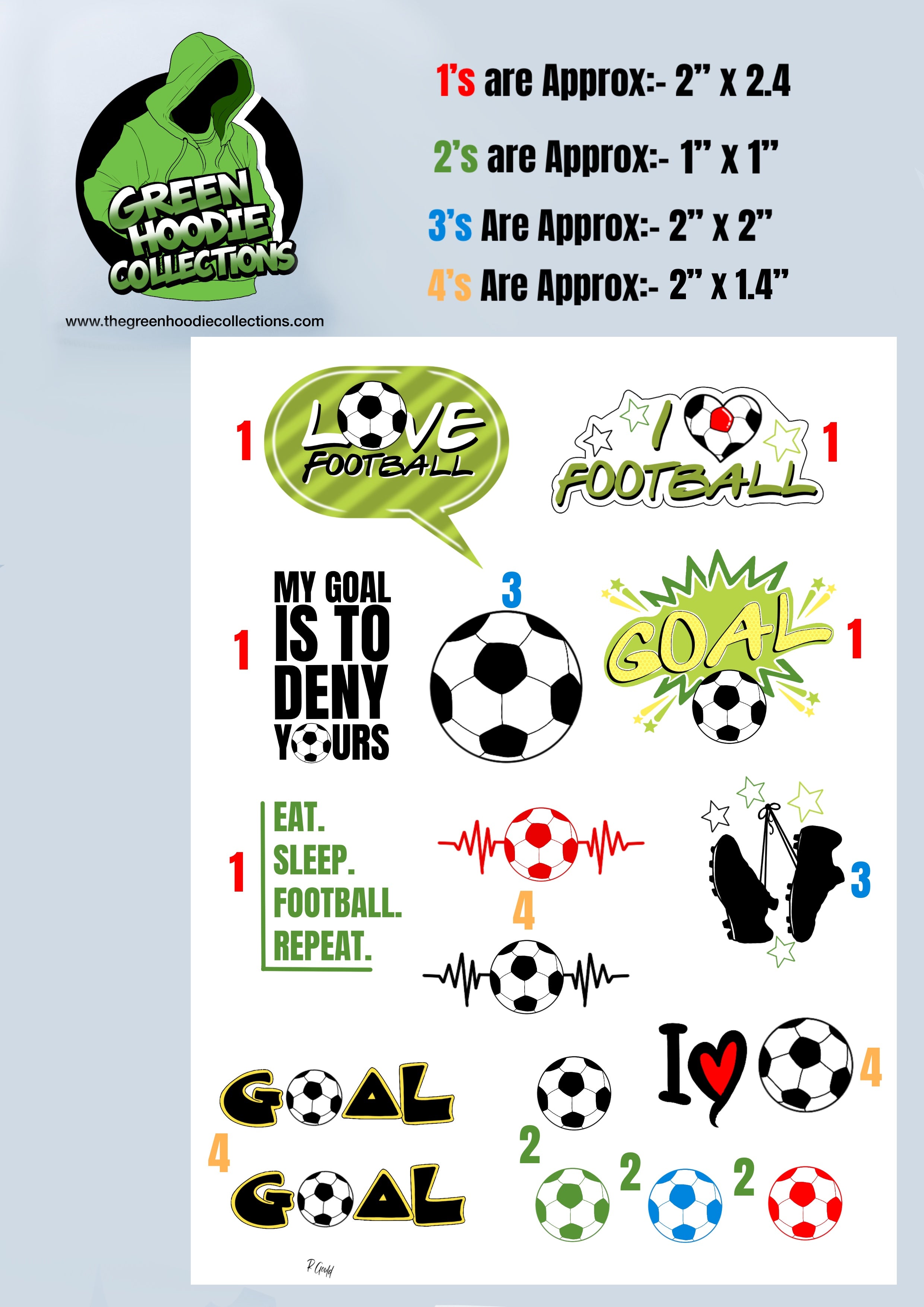 16 Football Vinyl Stickers by The Green Hoodie Collections