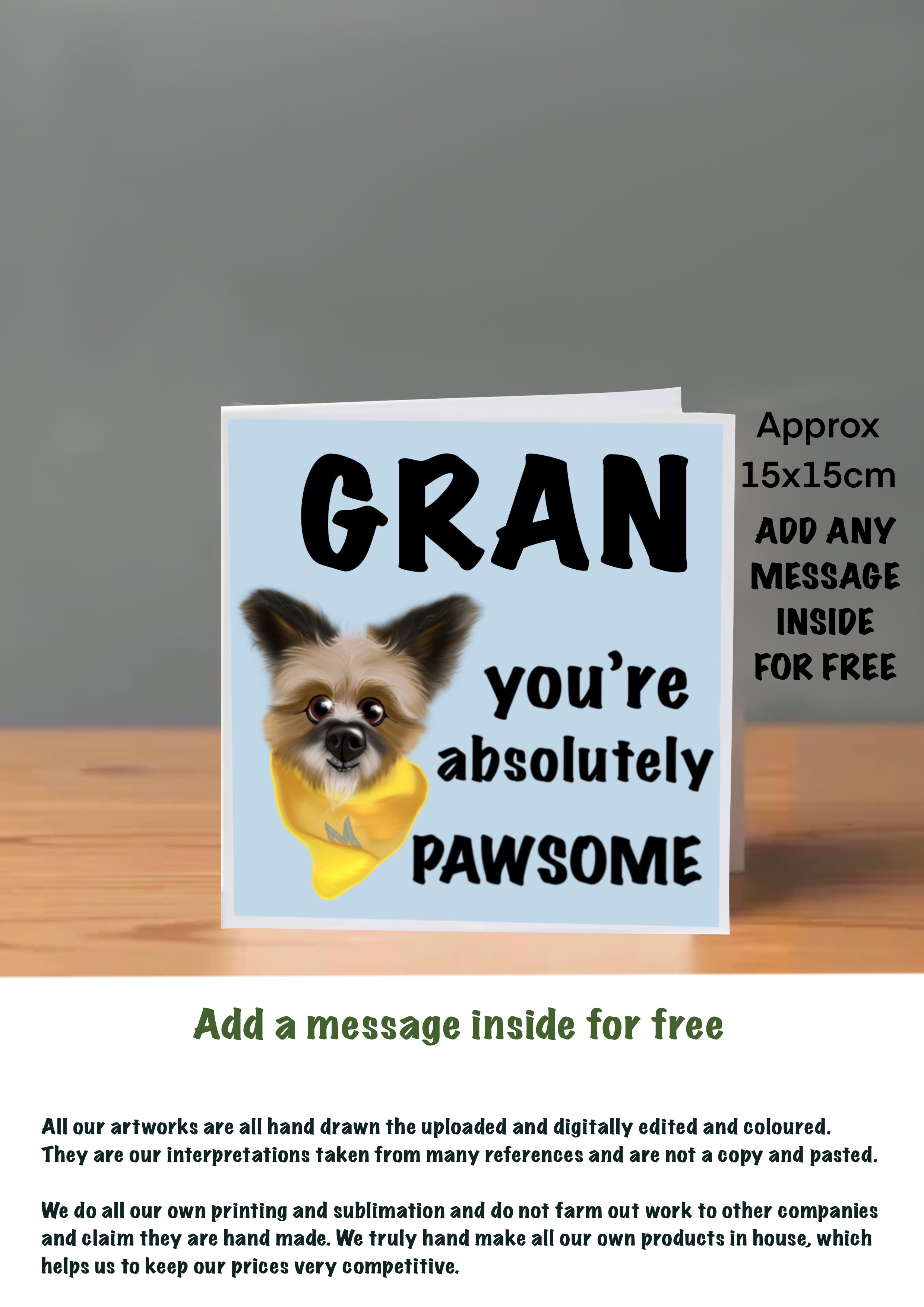 Dog Cards 15x15 for Gran
