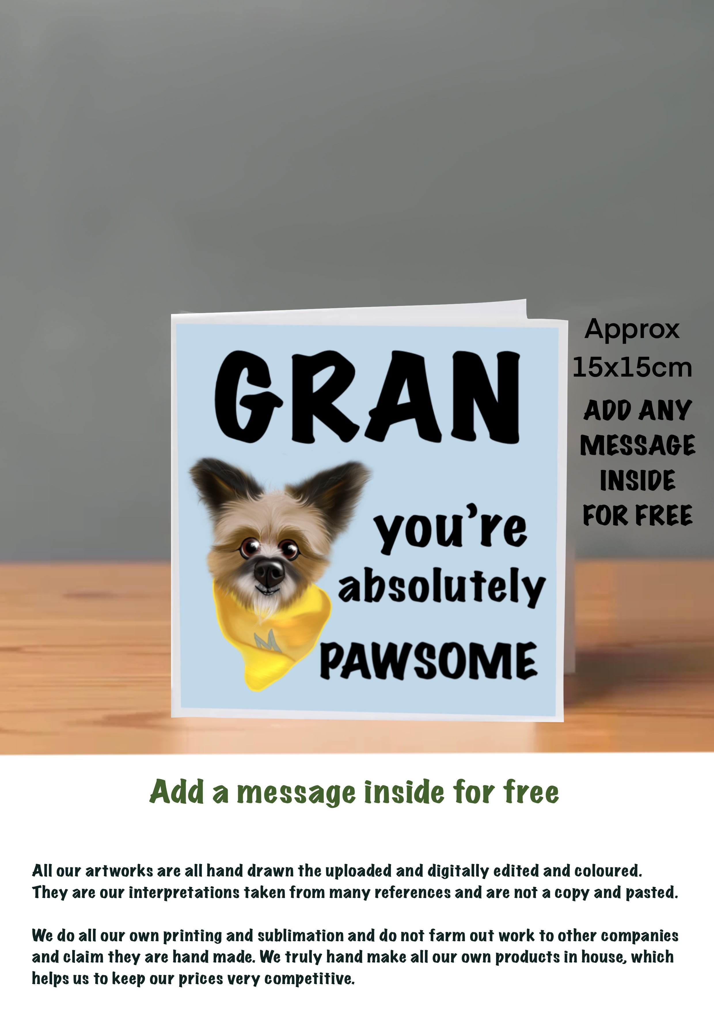 Dog Cards 15x15 for Gran
