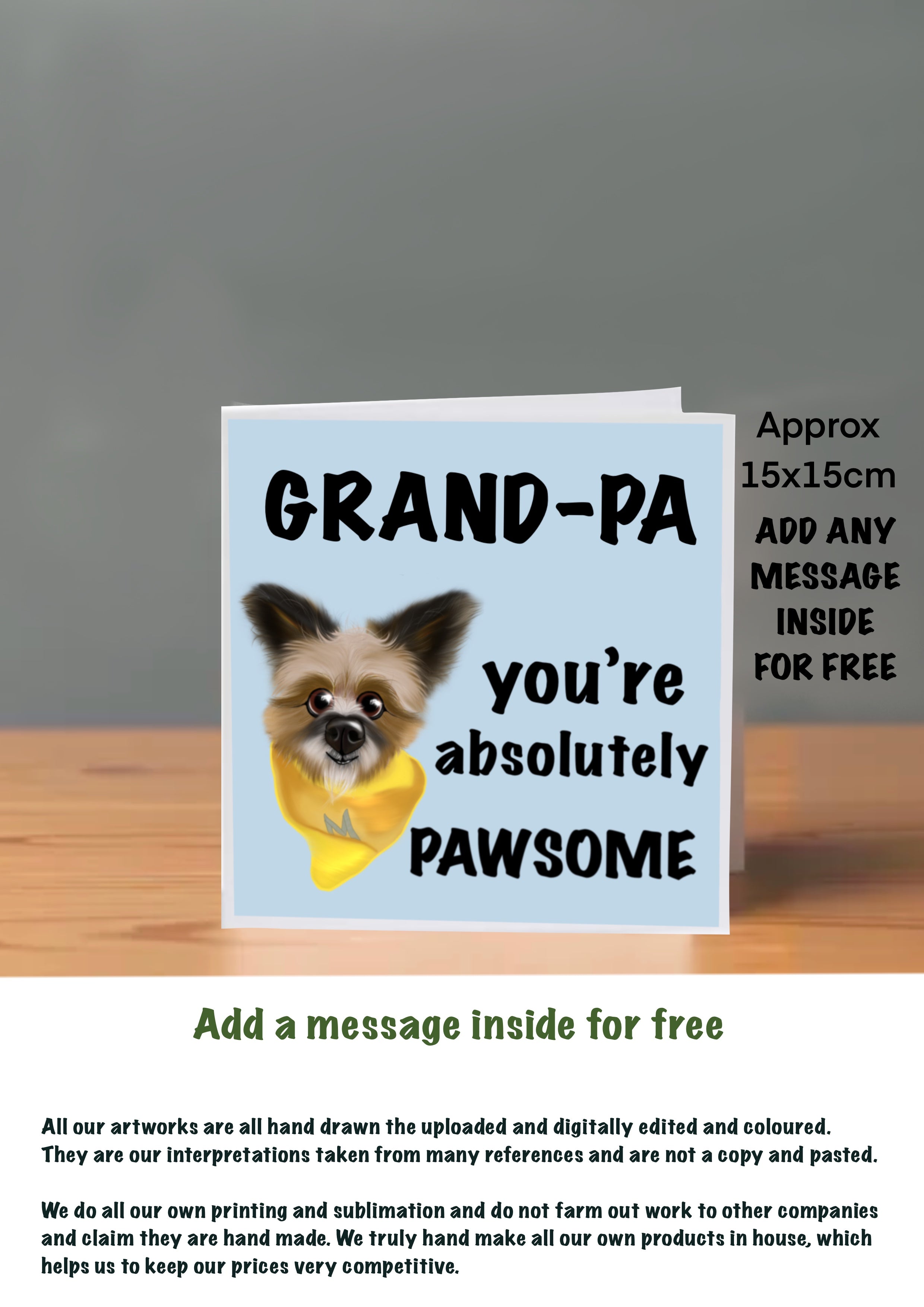 Dog Cards 15x15 for Grand Pa