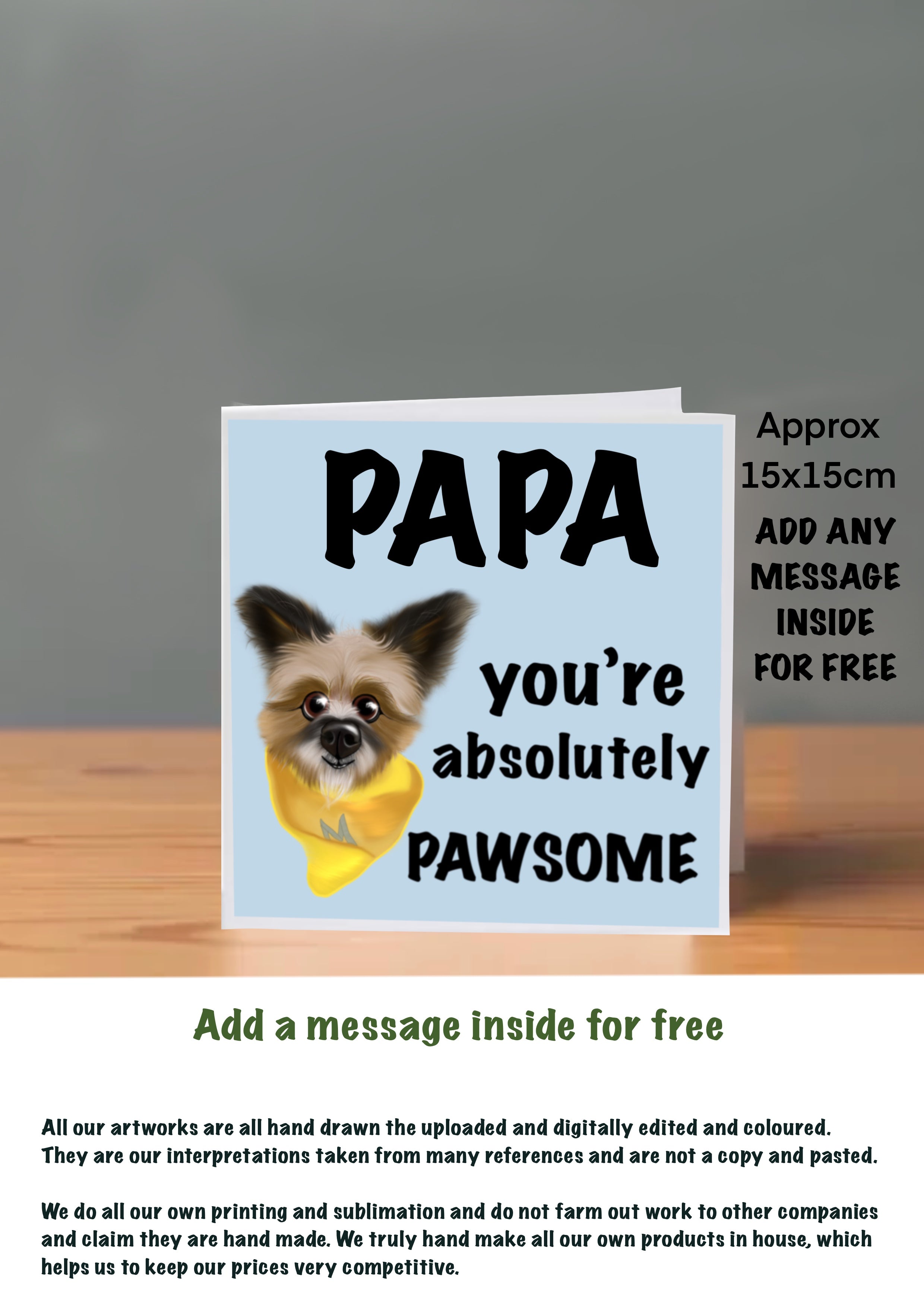 Dog Cards 15x15 for Papa