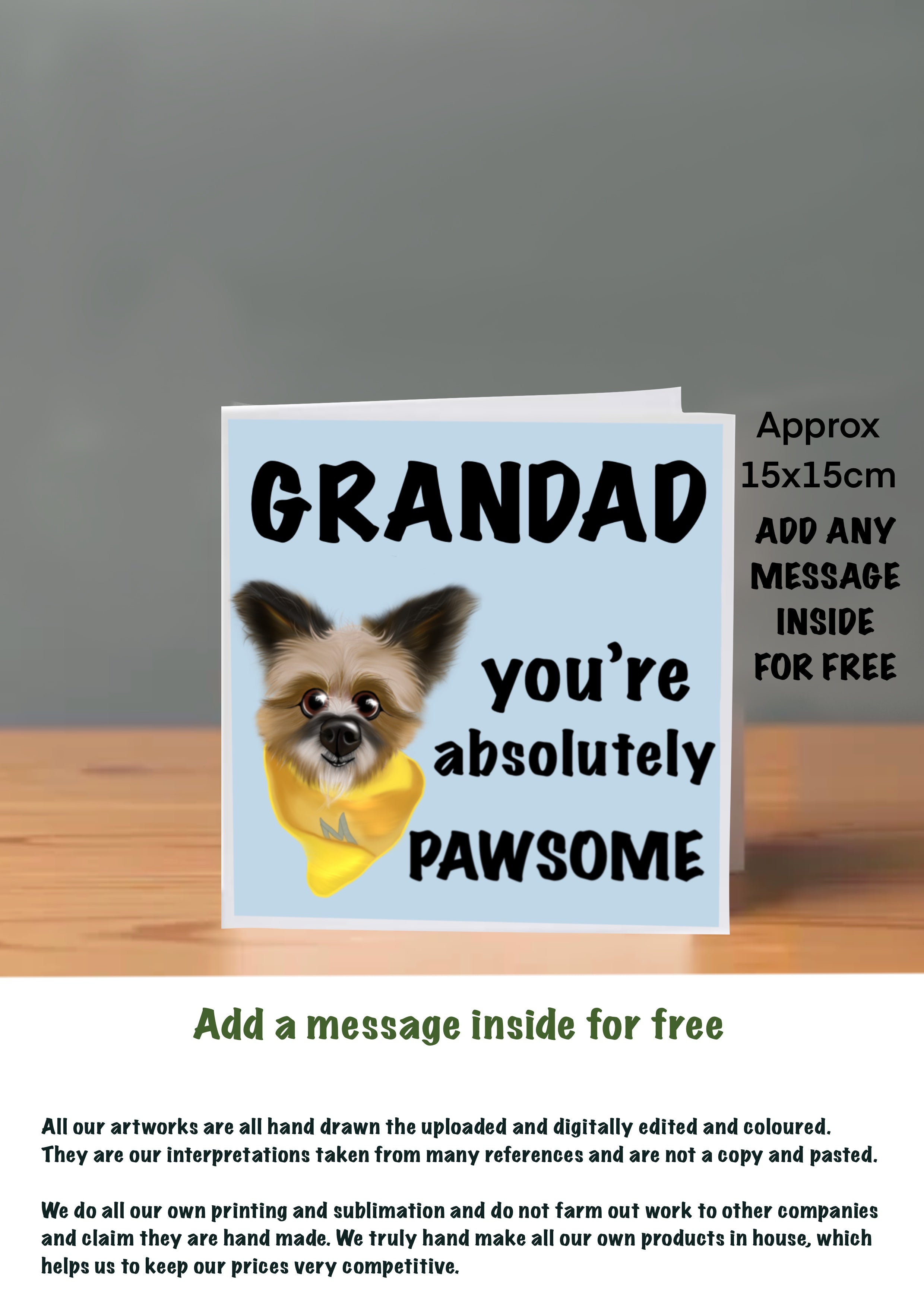 Dog Cards 15x15 for Grandad