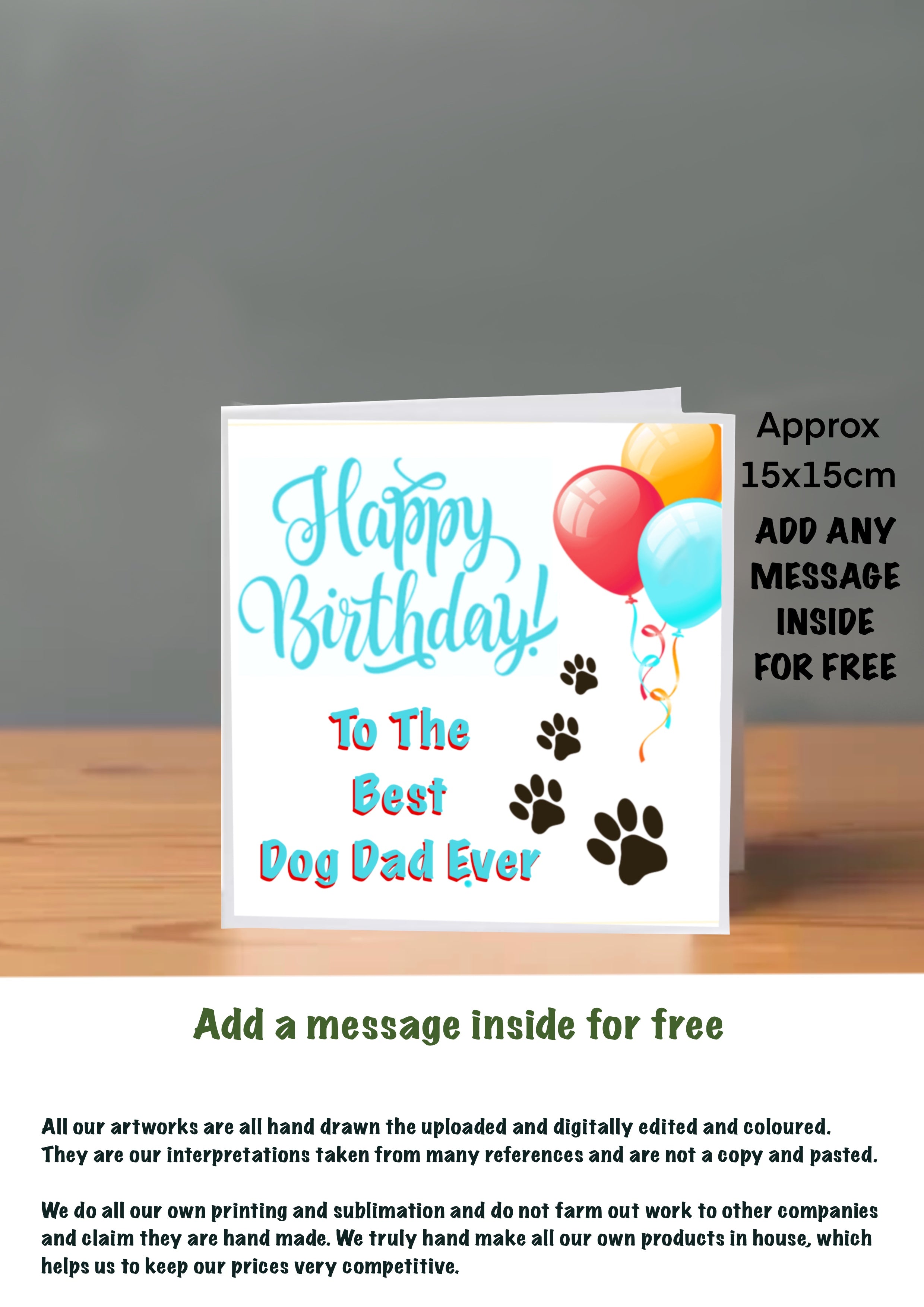 Dog Cards 15x15 for Dad