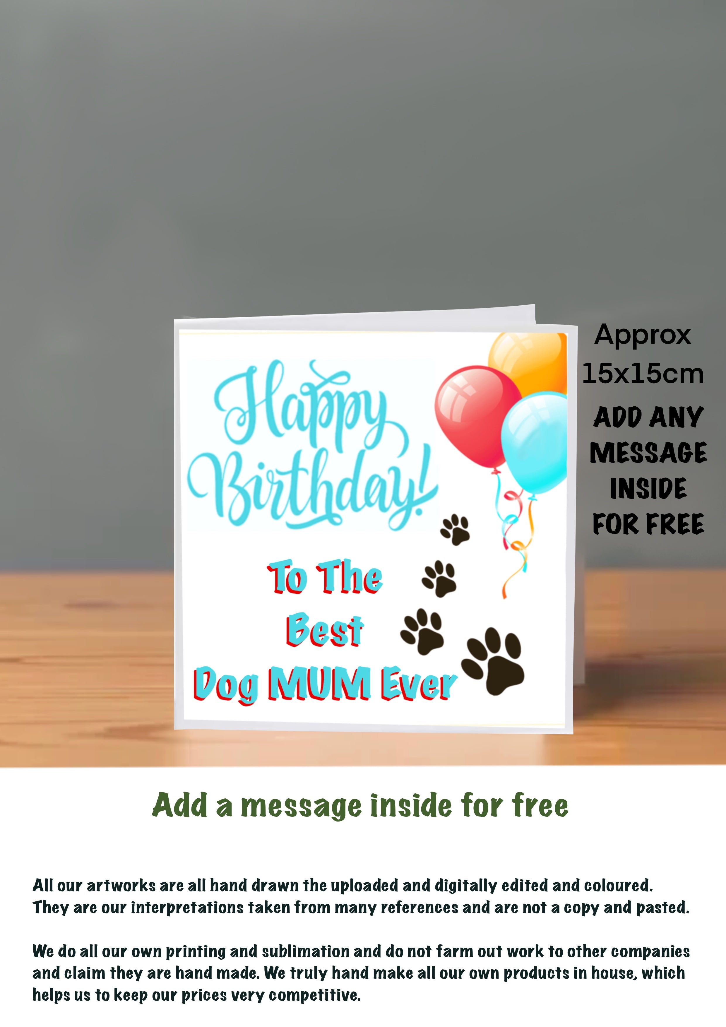 Dog Cards 15x15 for Mum