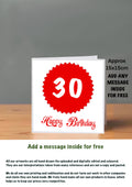 Age Cards  Happy Birthday 30th