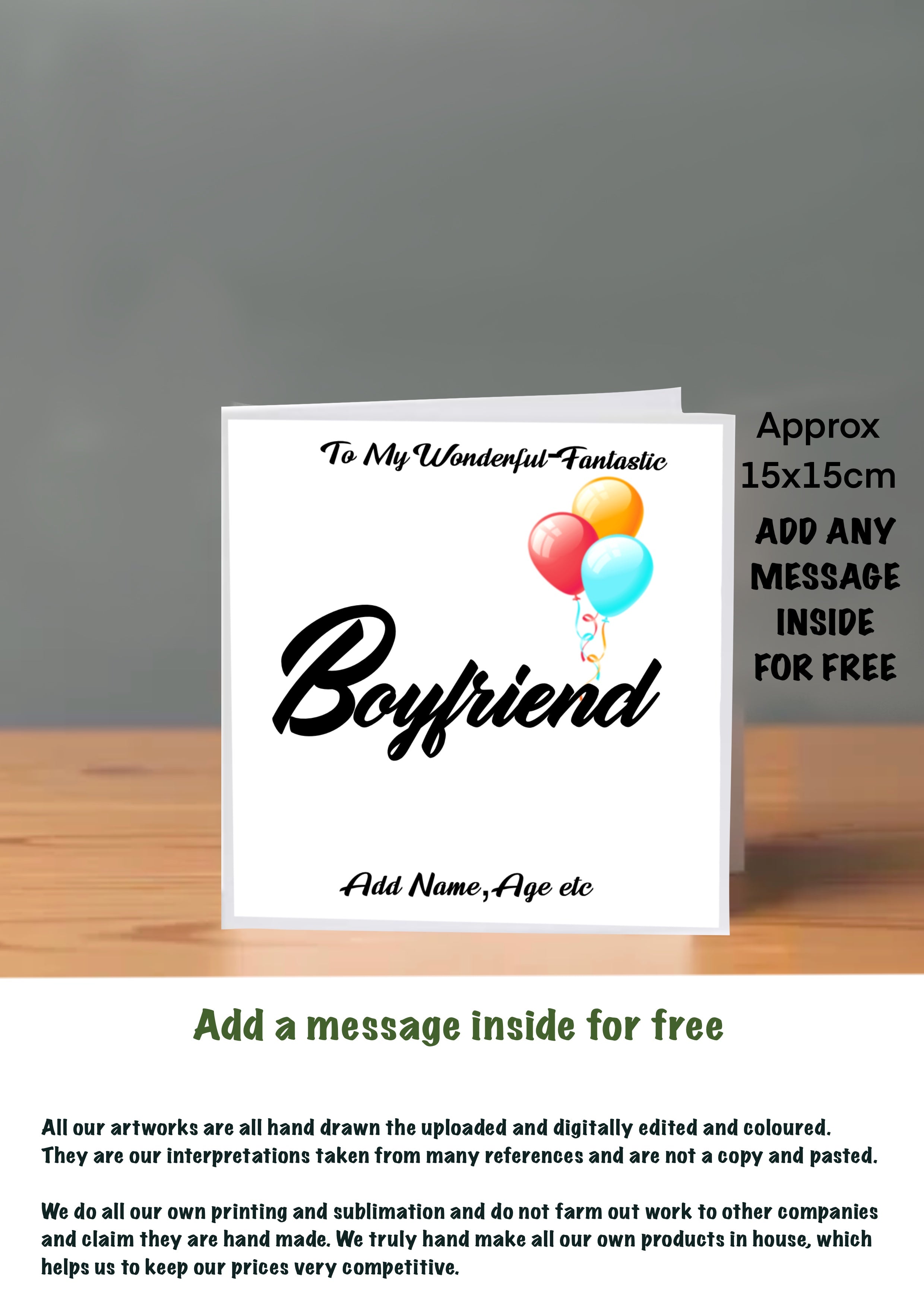 Family Birthday Cards 15x15 Boyfriend