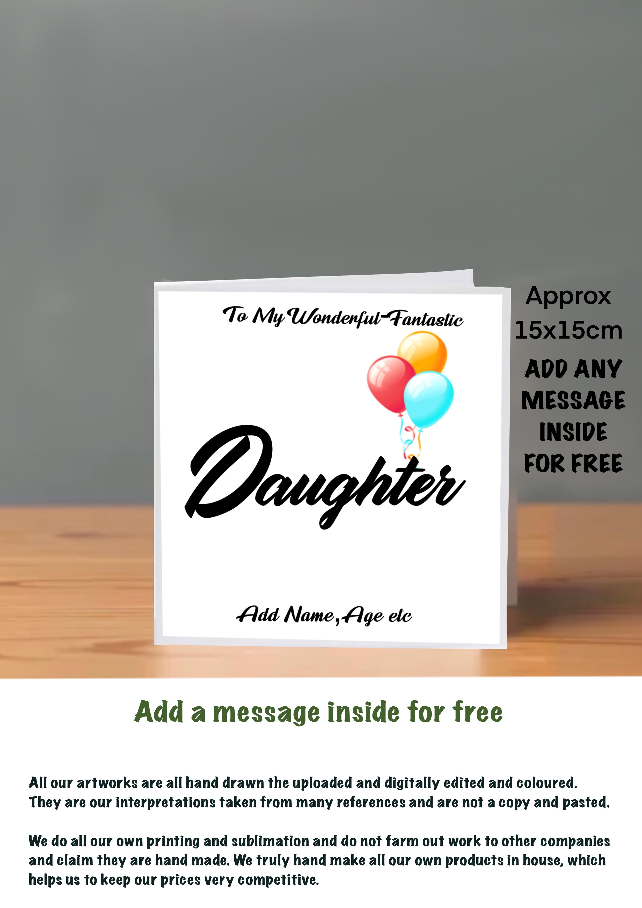 Family Birthday Cards 15x15 Daughter