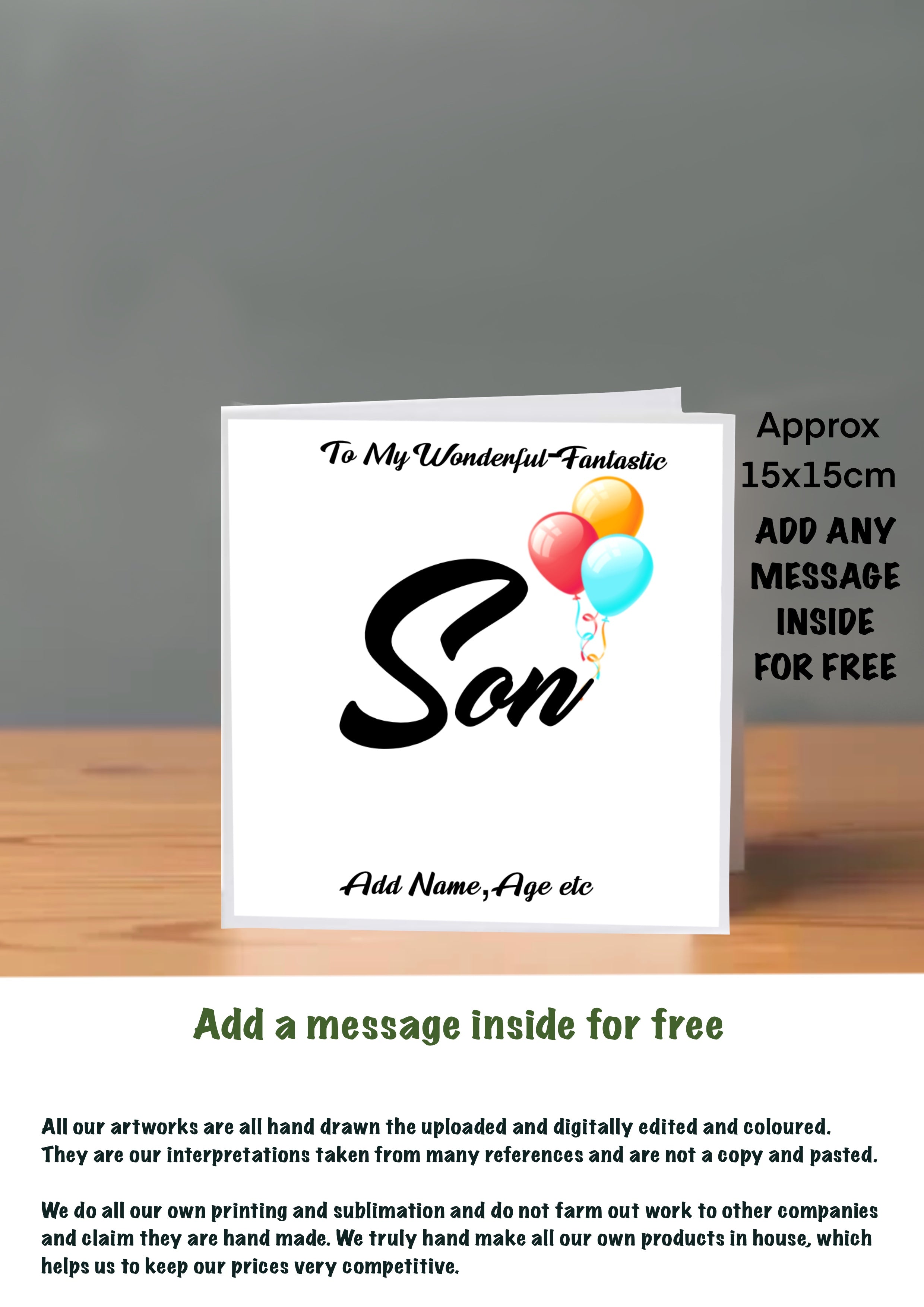 Family Birthday Cards 15x15 Son