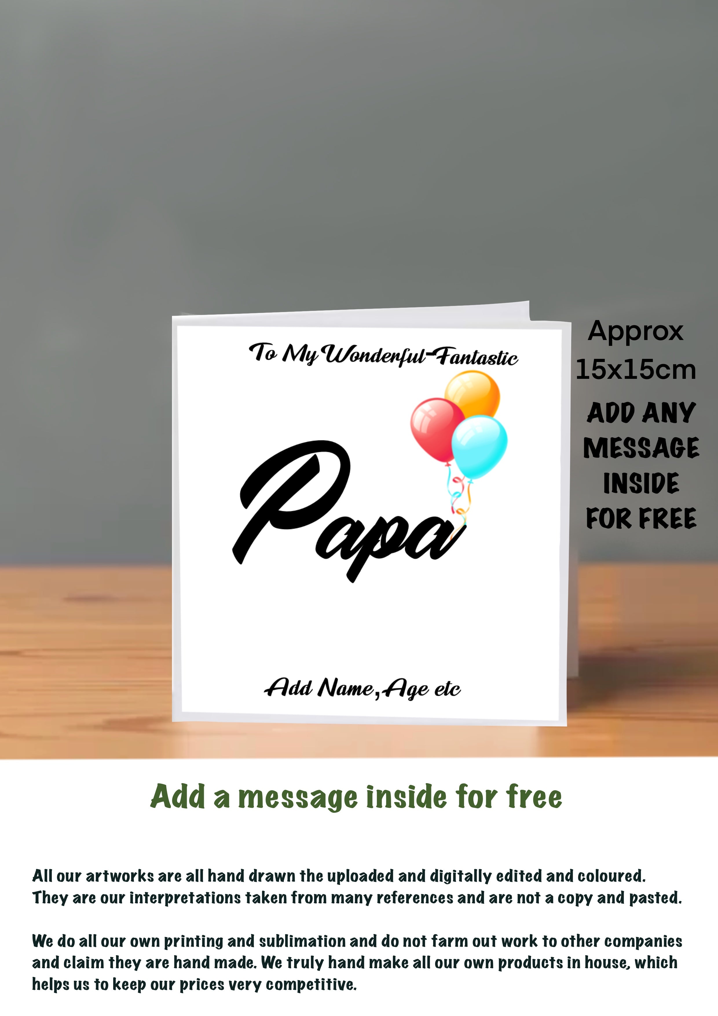 Family Birthday Cards 15x15 Papa