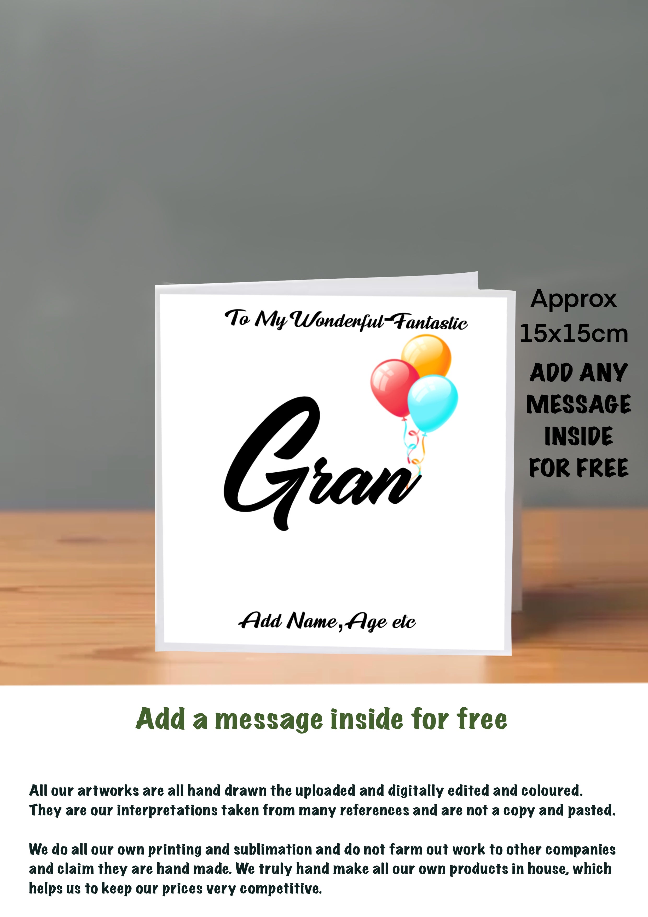 Family Birthday Cards 15x15 Gran