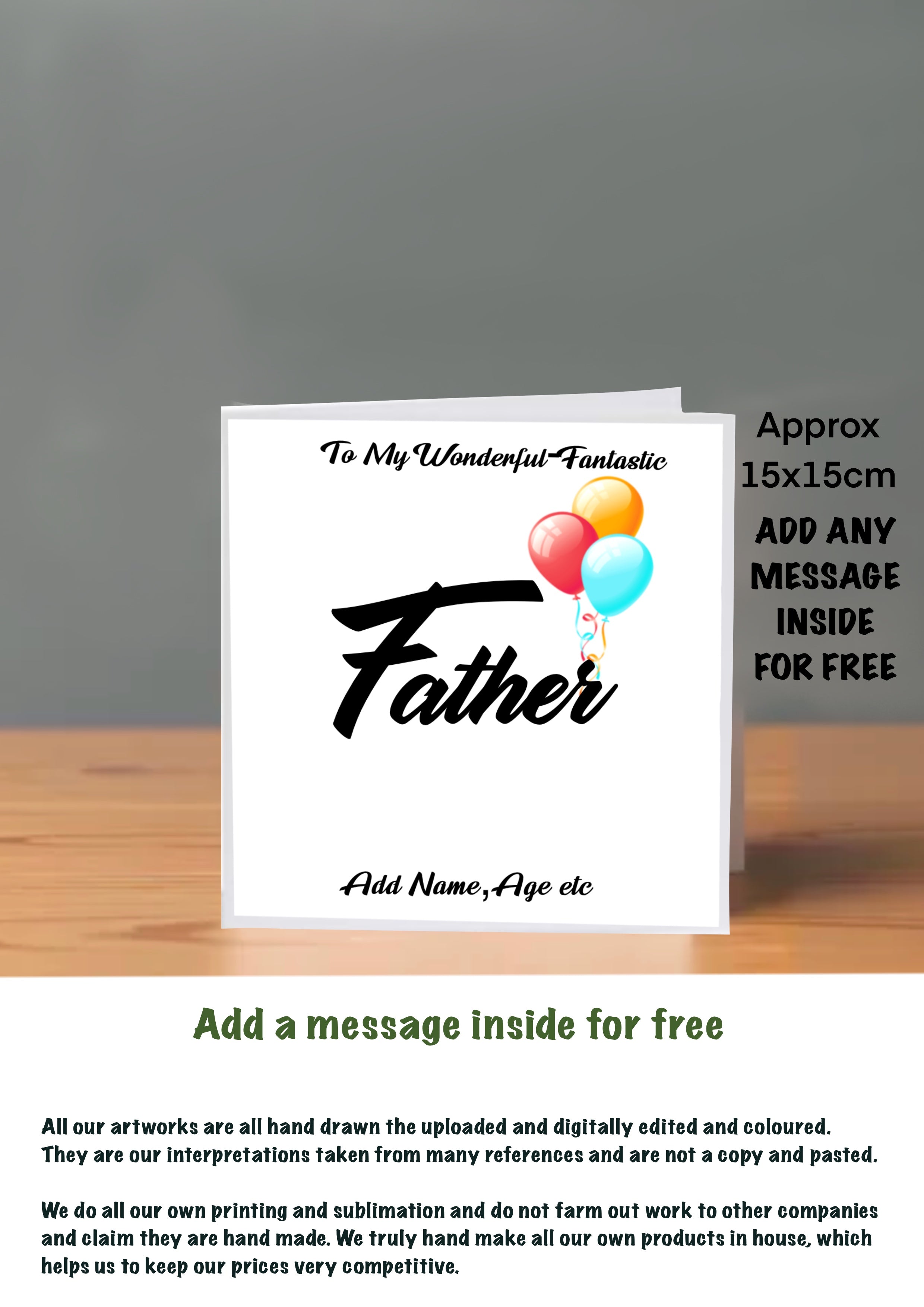 Family Birthday Cards 15x15 Father
