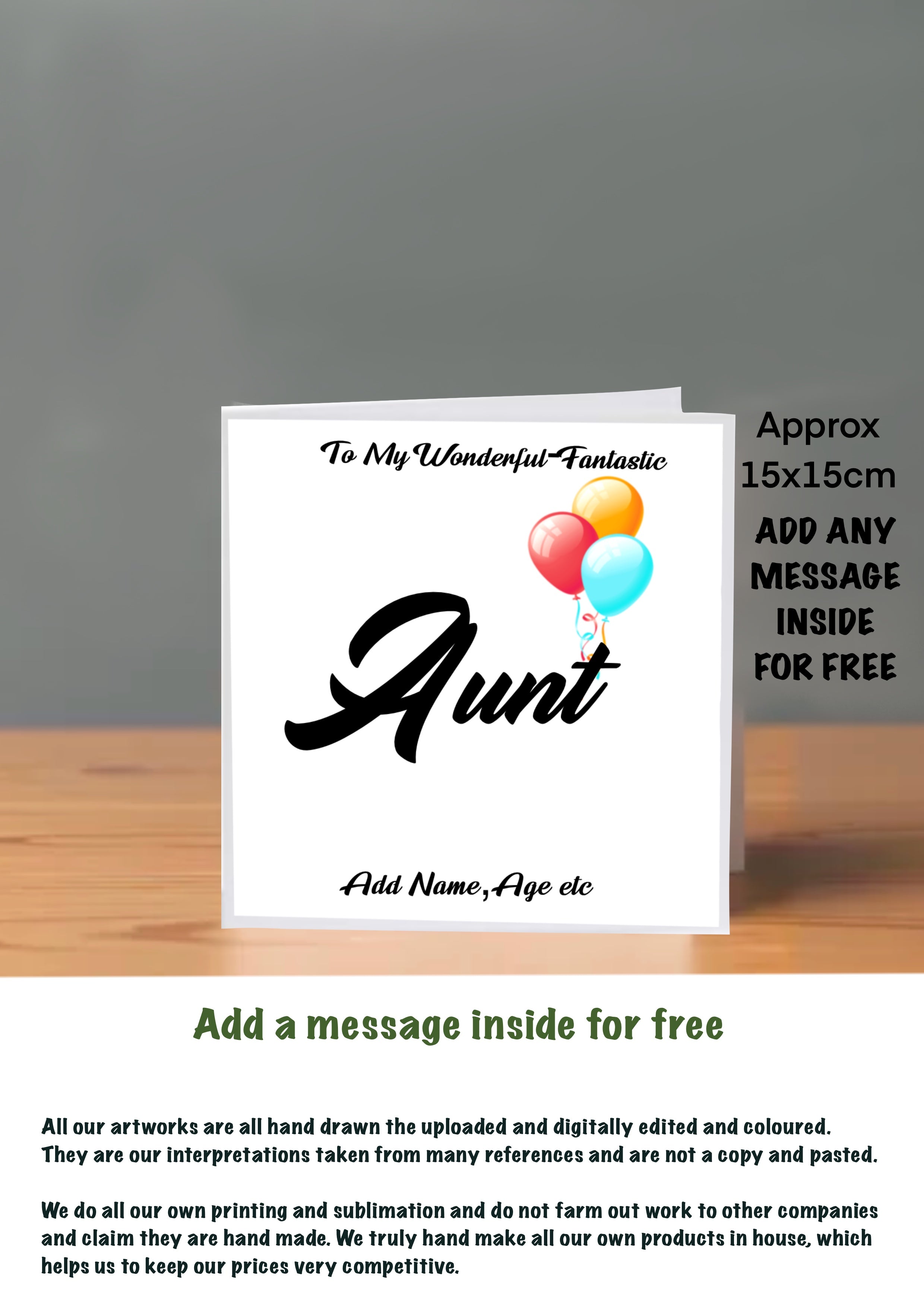 Family Birthday Cards 15x15 Aunt