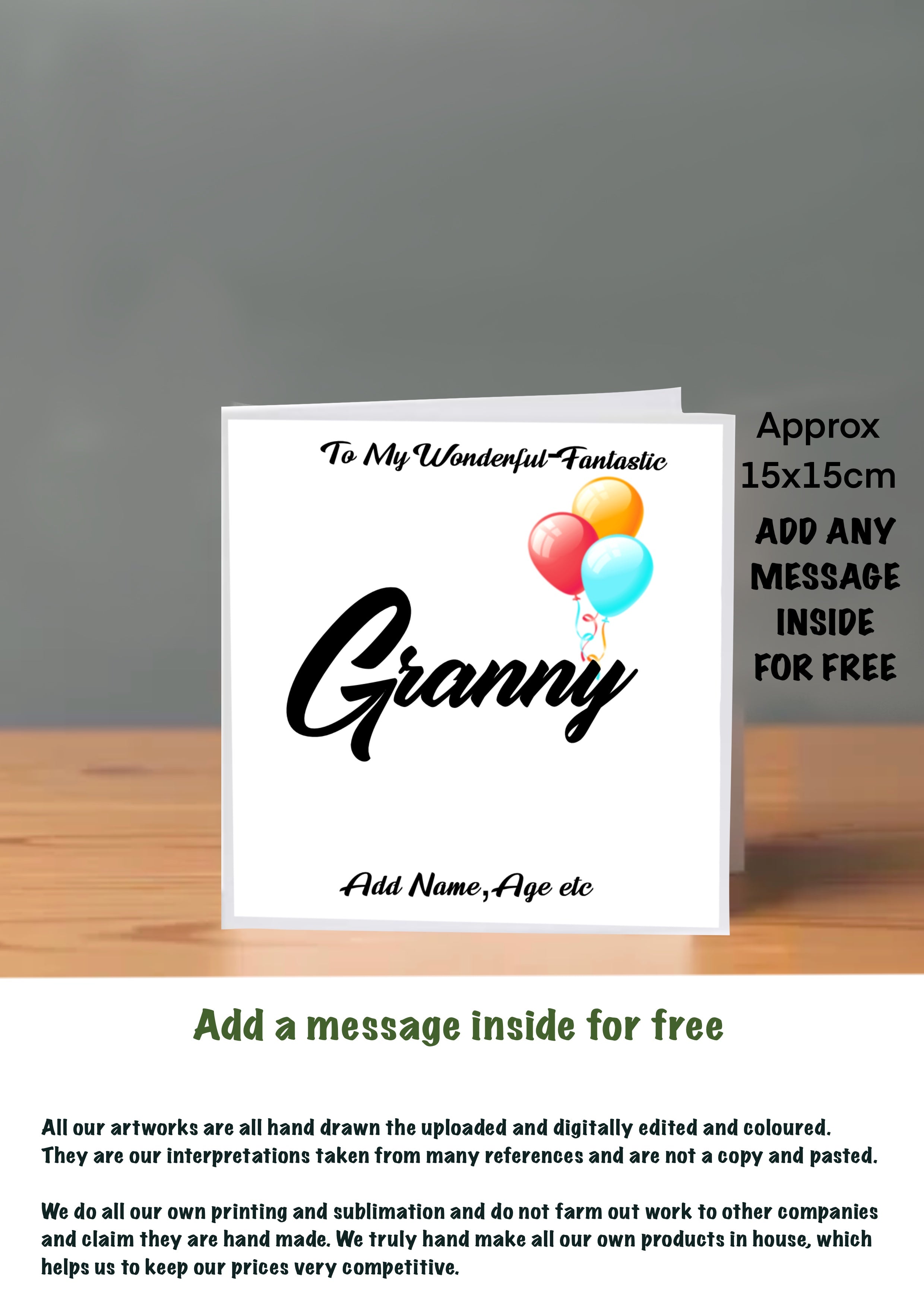 Family Birthday Cards 15x15 Granny