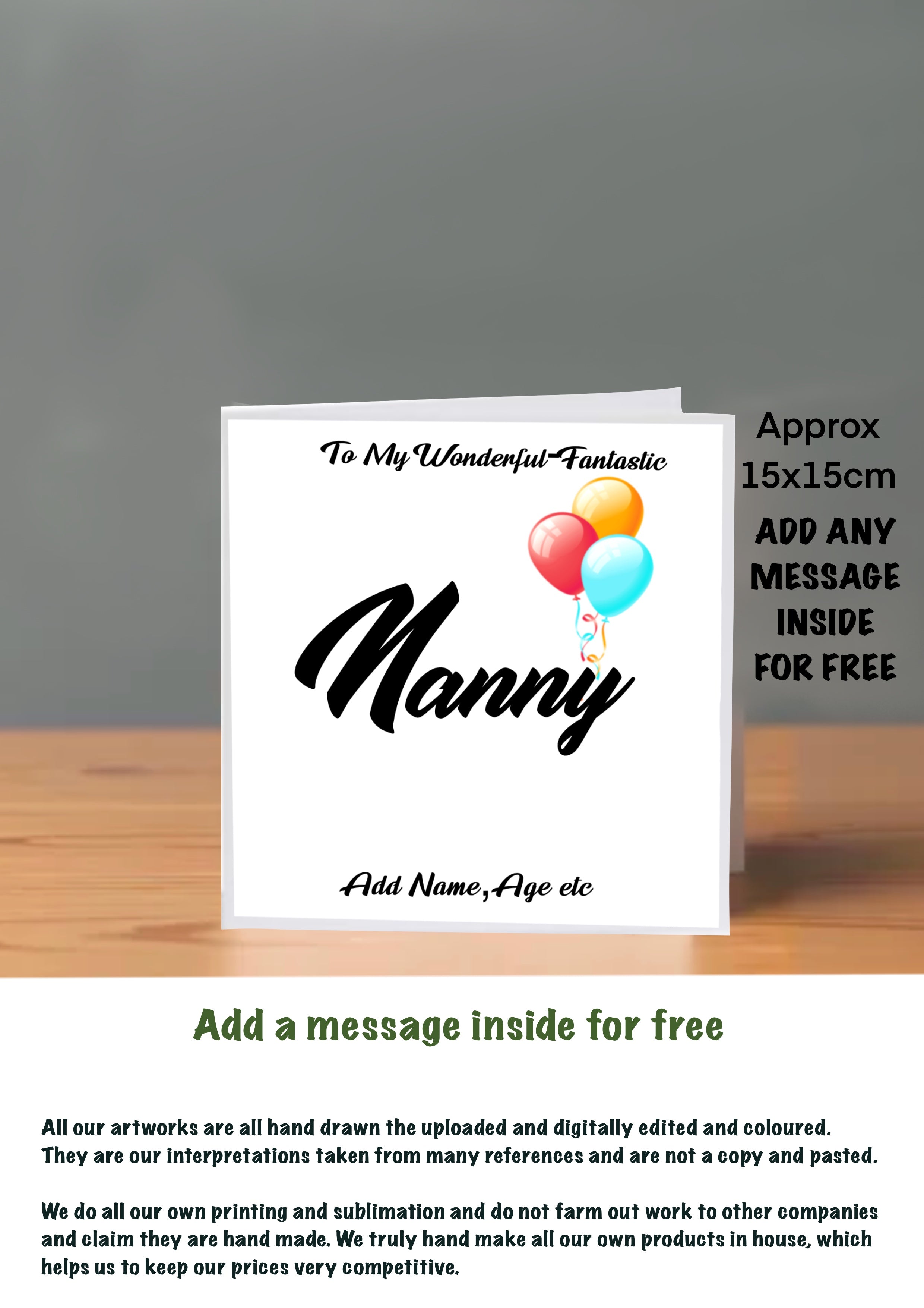 Family Birthday Cards 15x15 Nanny