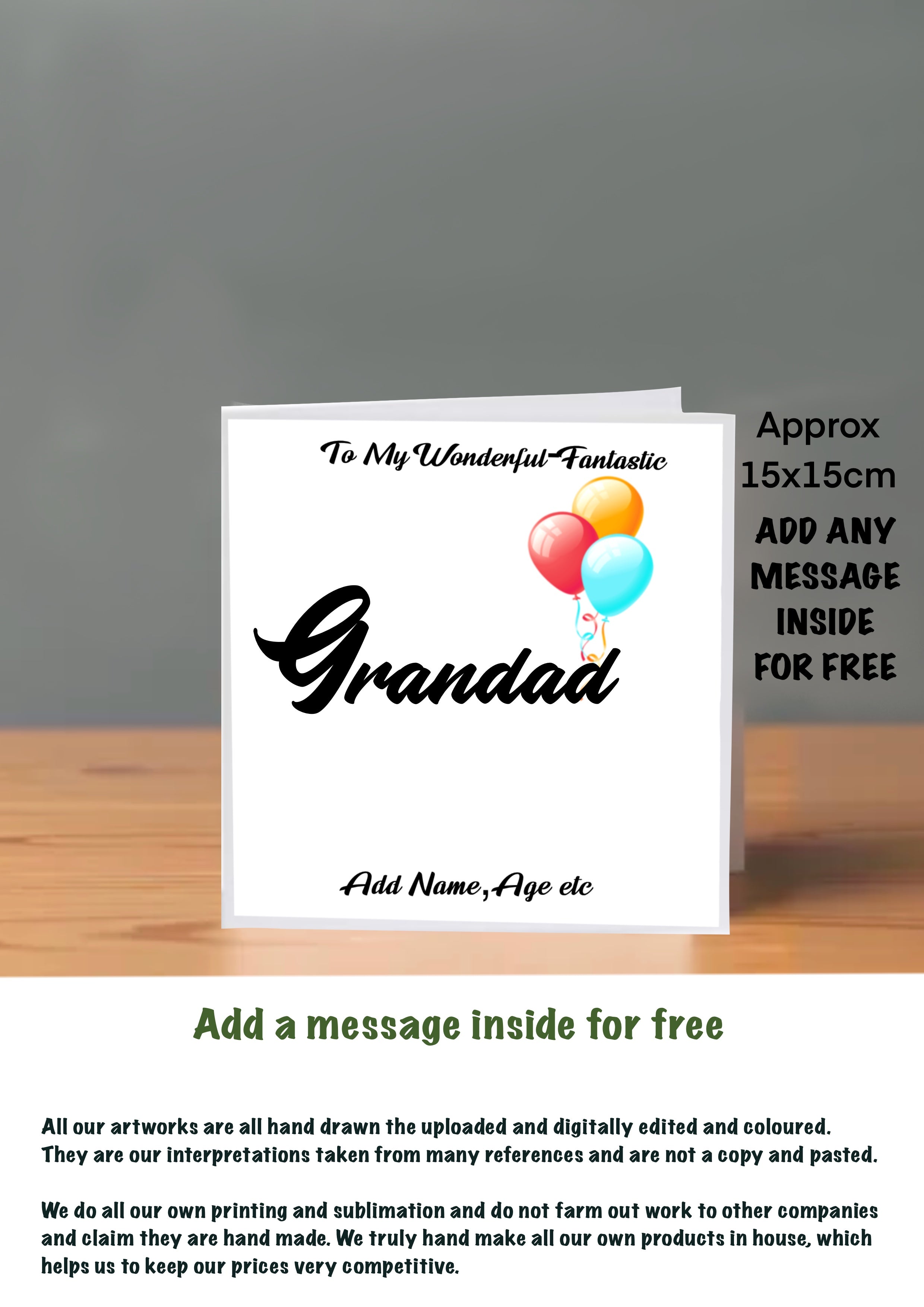 Family Birthday Cards 15x15 Grandad