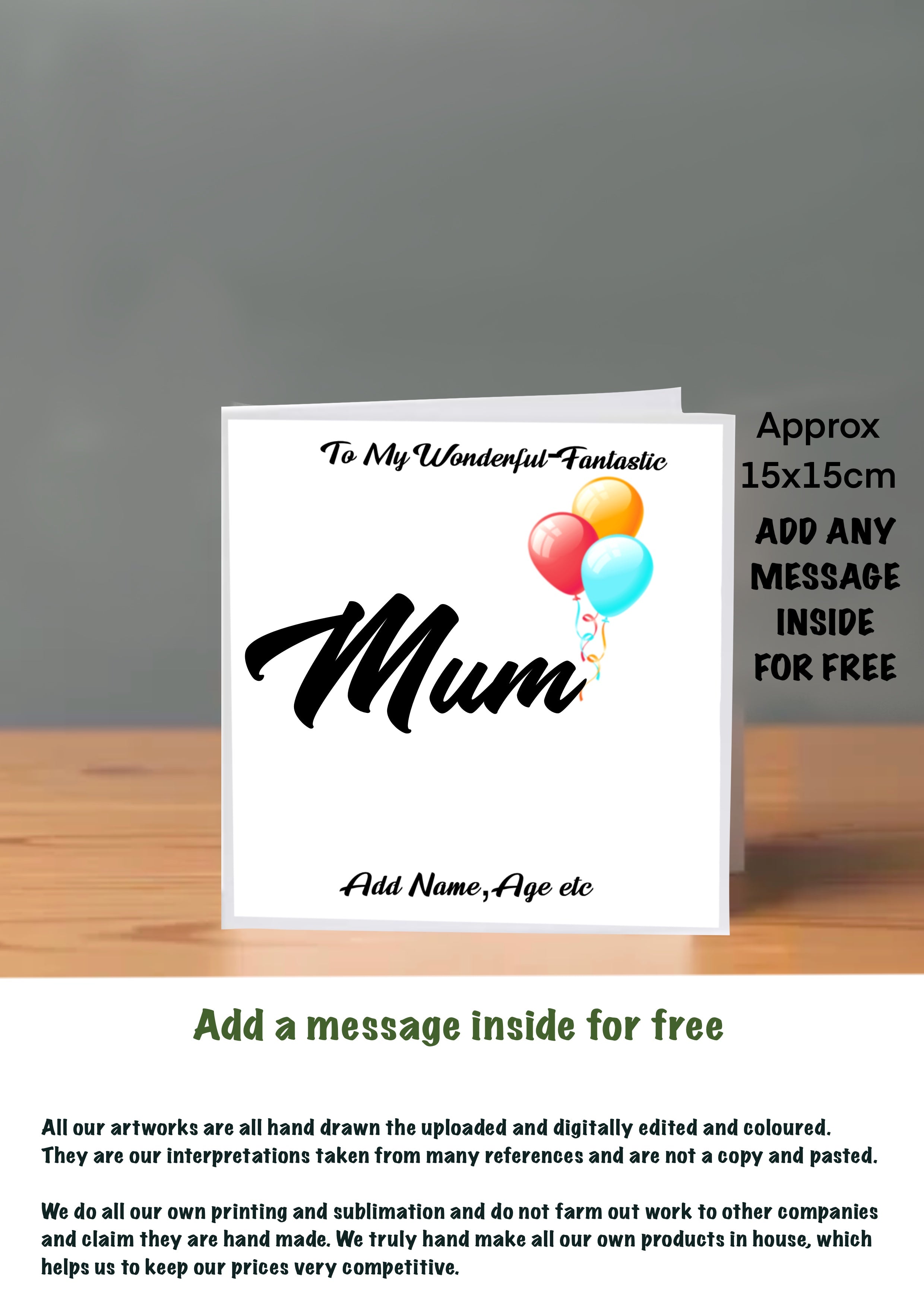 Family Birthday Cards 15x15 Mum