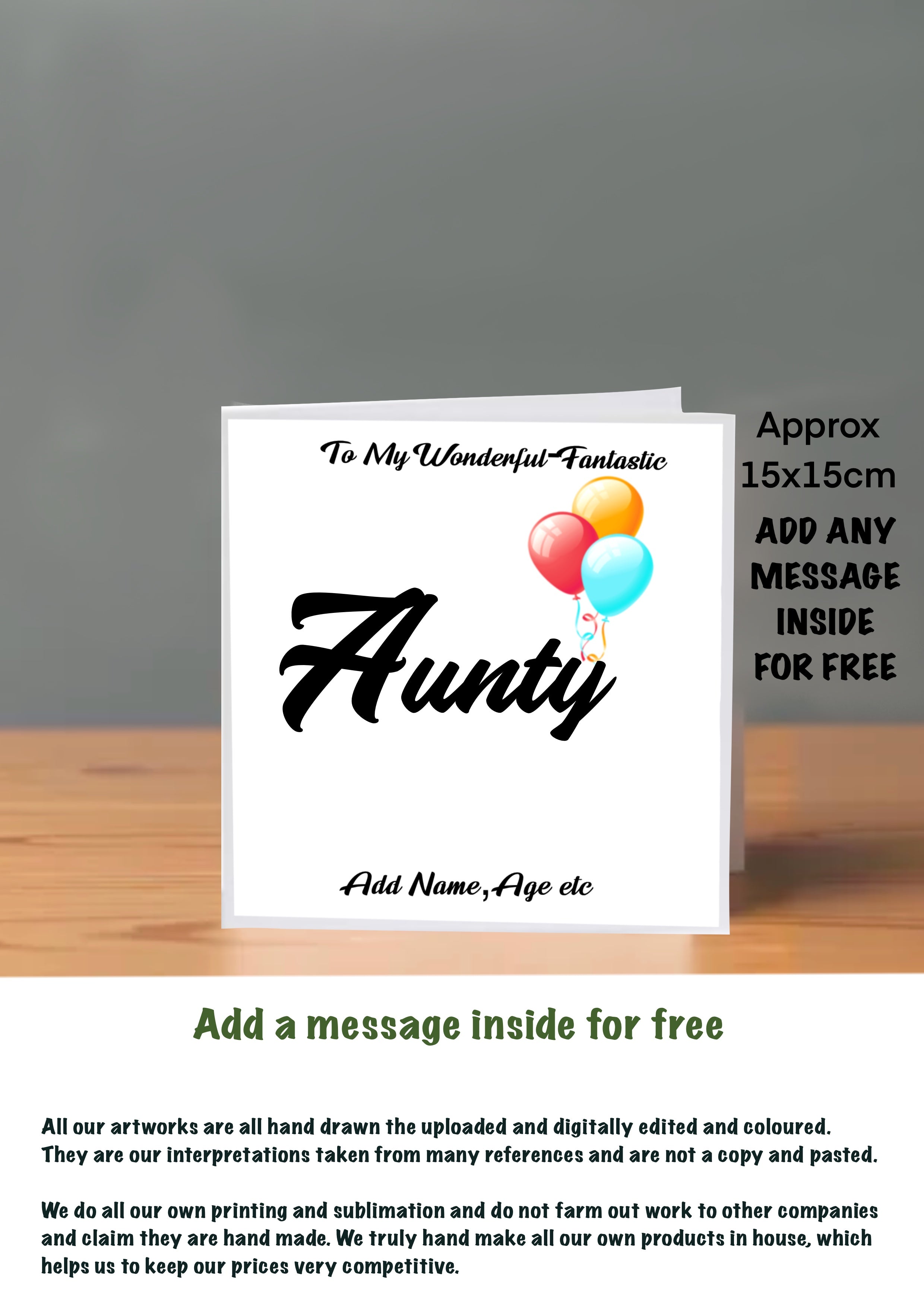 Family Birthday Cards 15x15 Aunty