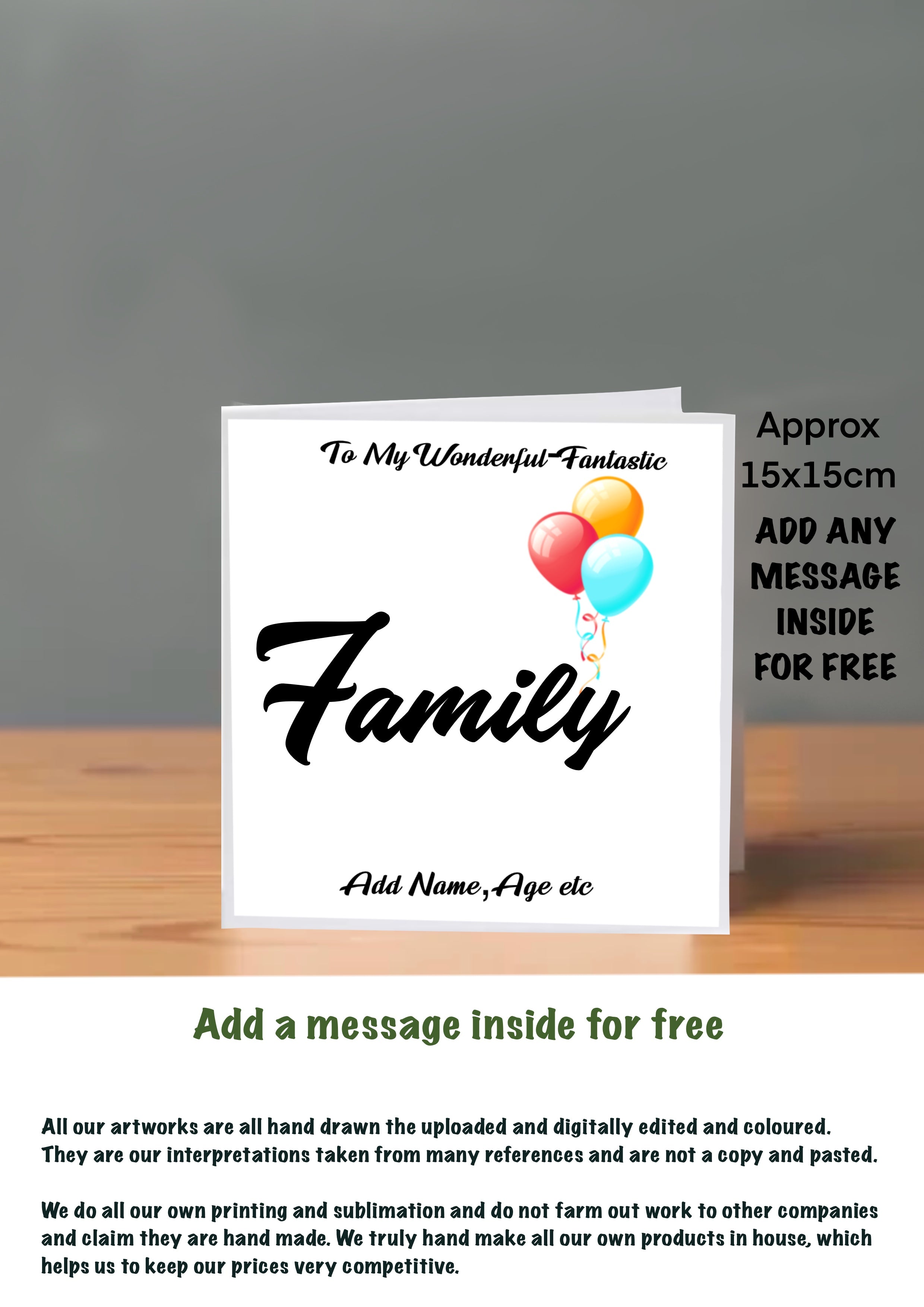 Family Birthday Cards 15x15 Family