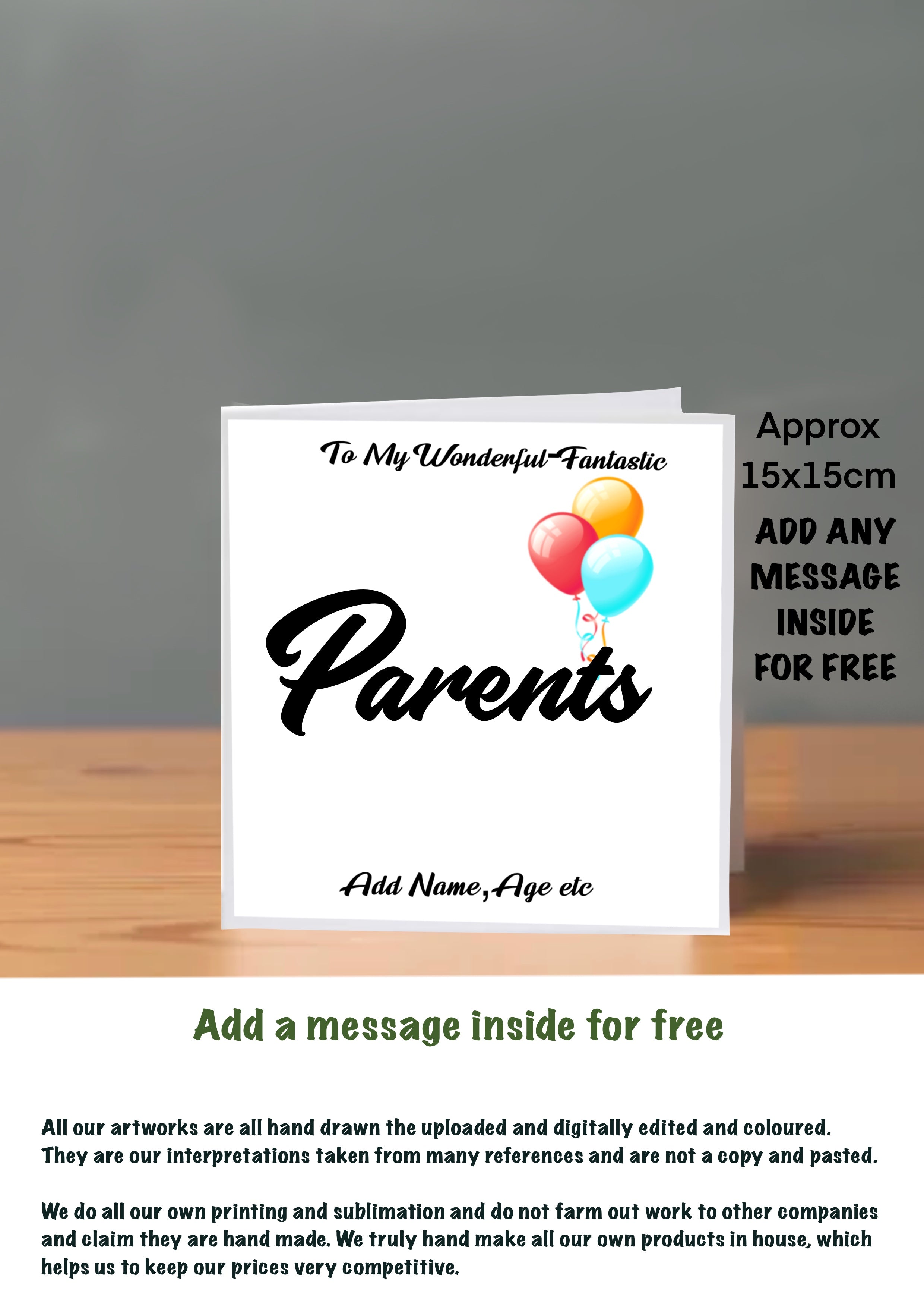 Family Birthday Cards 15x15 Parents
