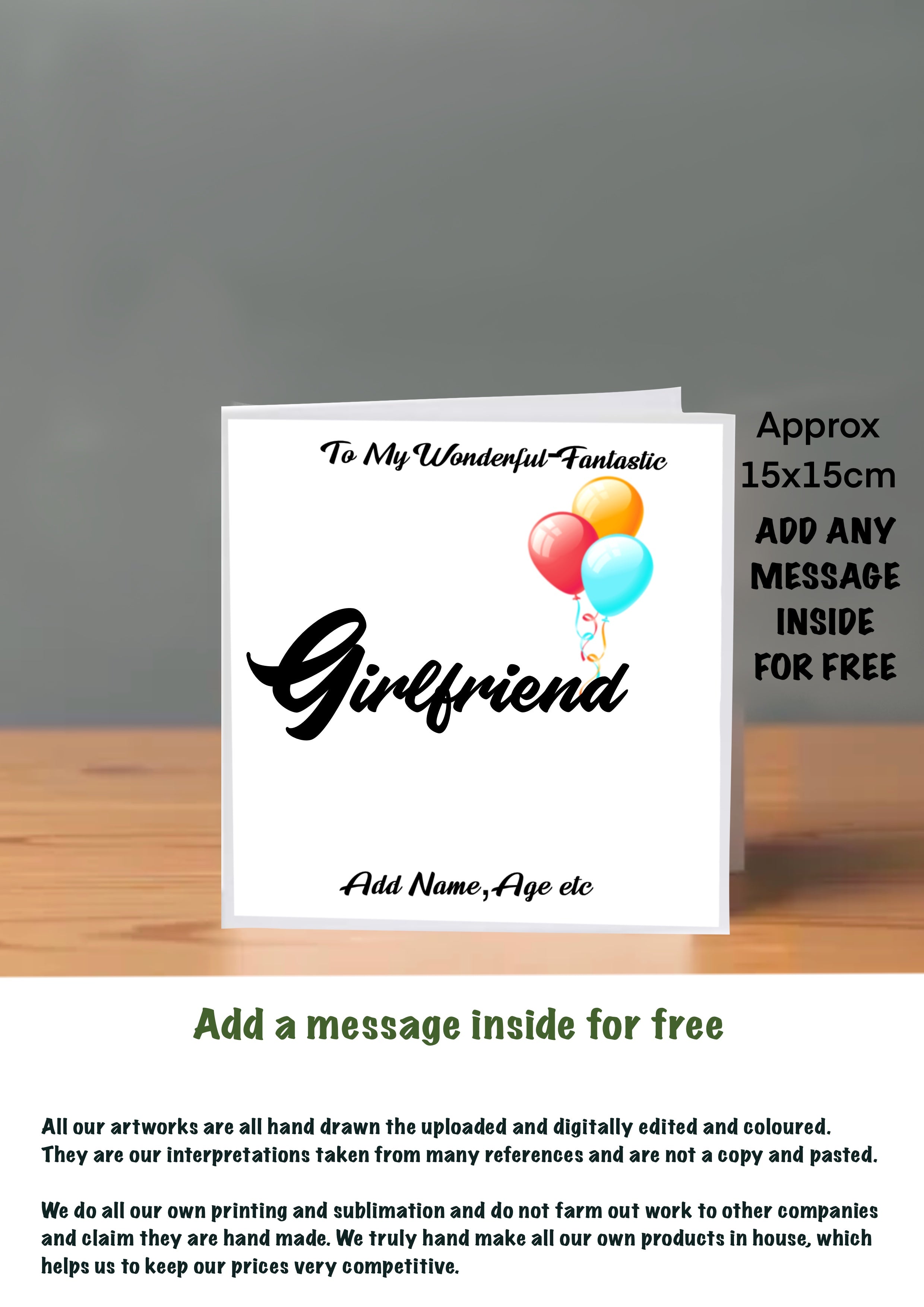 Family Birthday Cards 15x15 Girlfriend