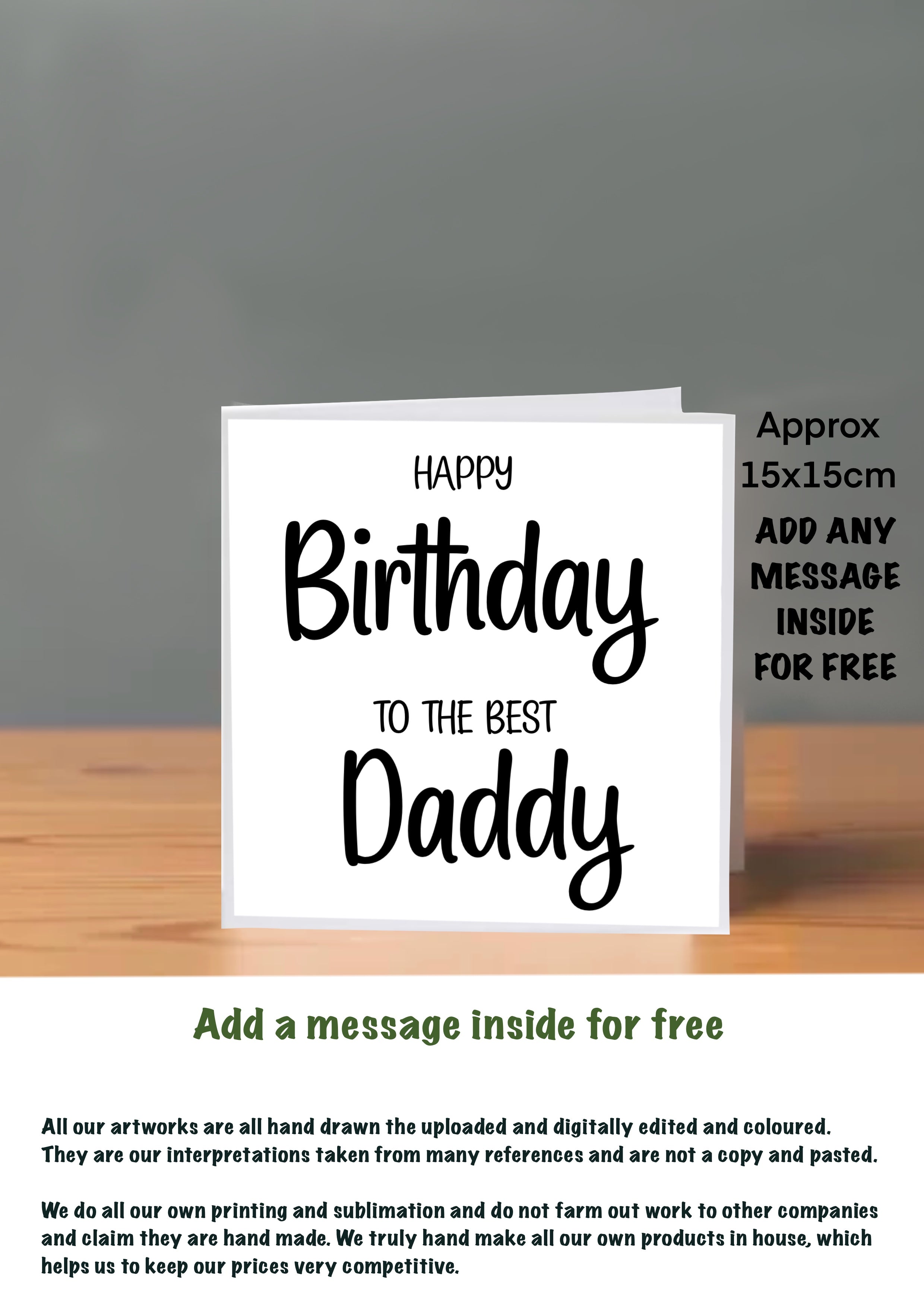 Family Birthday Cards 15x15 Daddy