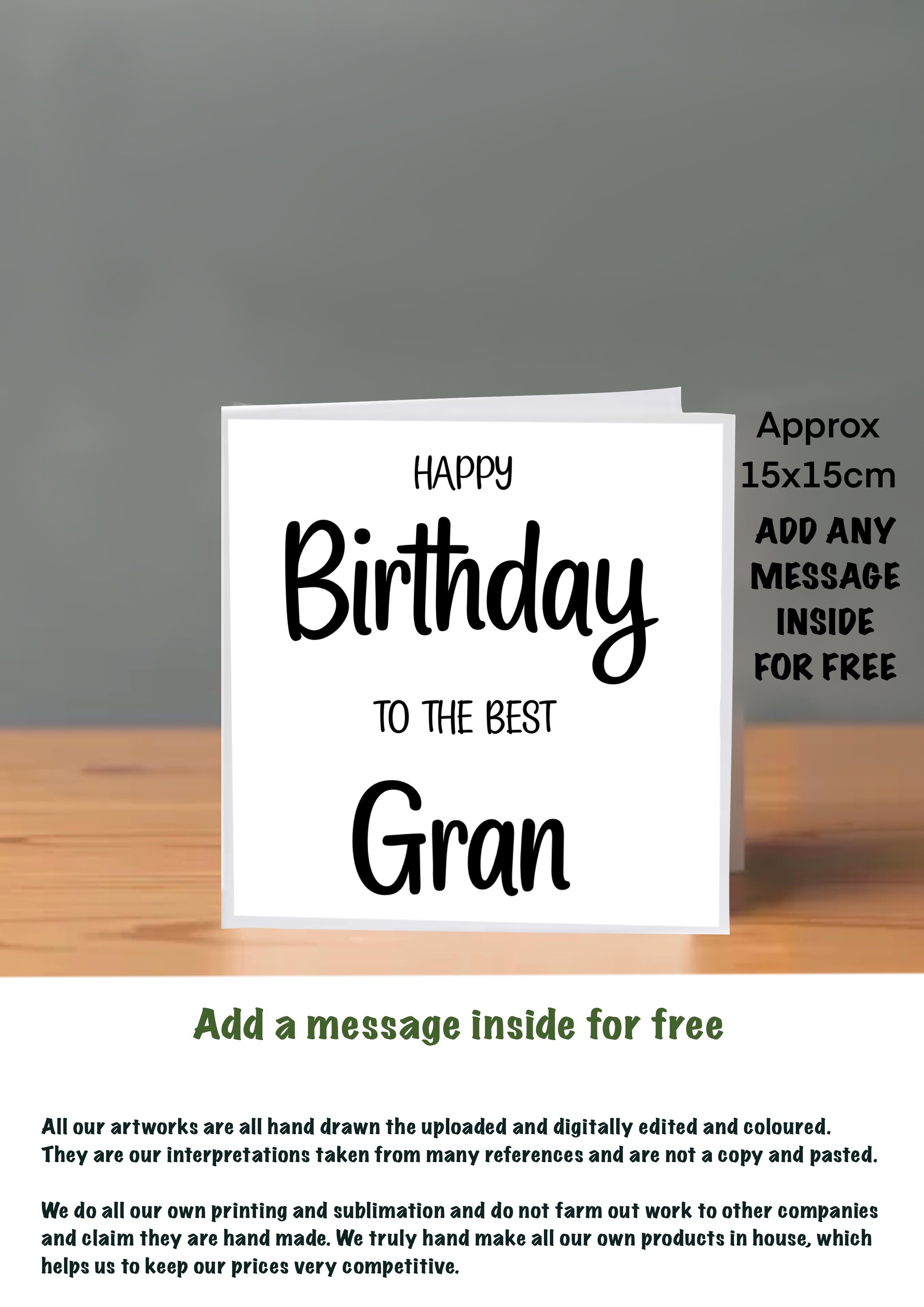 Family Birthday Cards 15x15 Gran